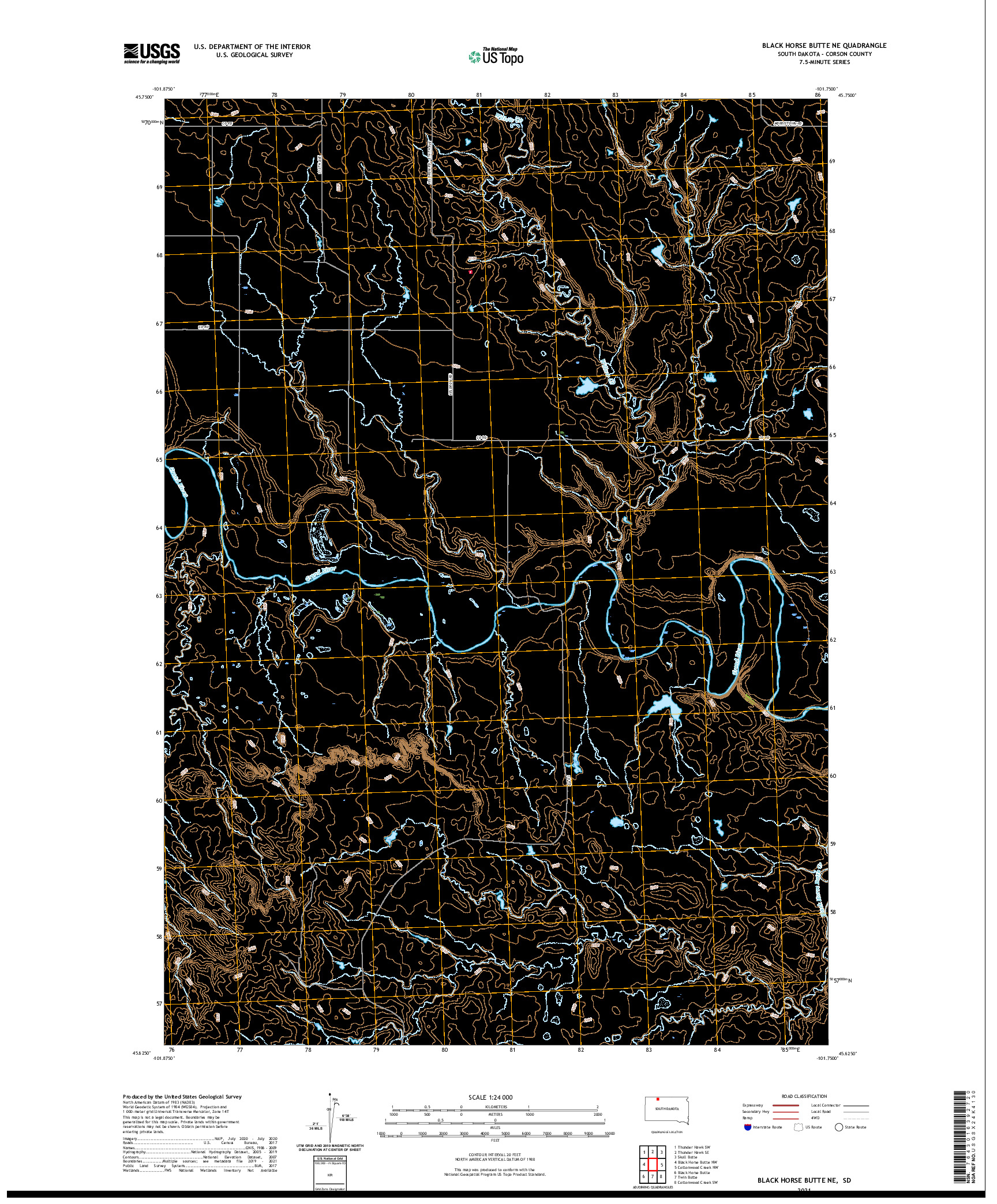 USGS US TOPO 7.5-MINUTE MAP FOR BLACK HORSE BUTTE NE, SD 2021