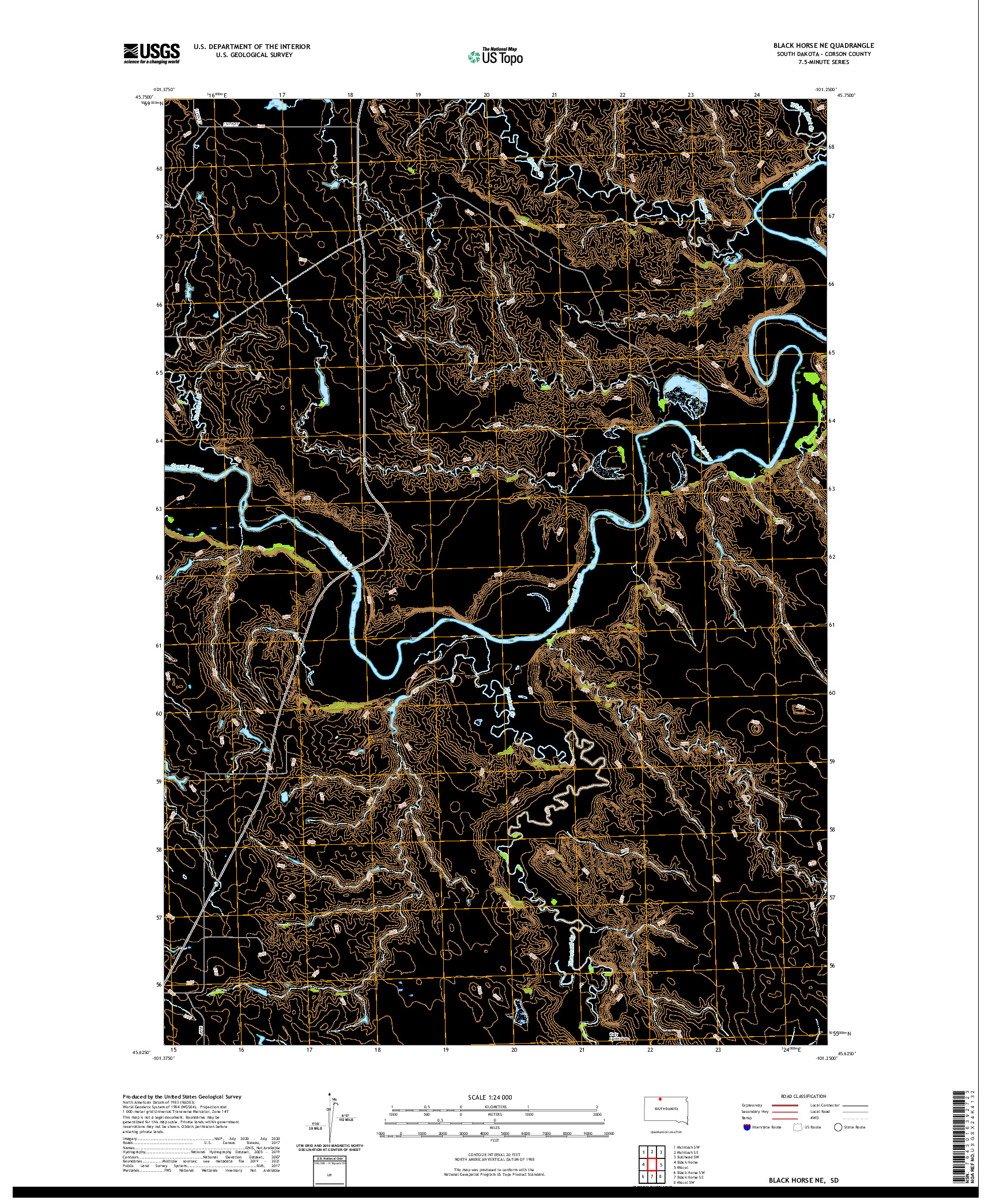USGS US TOPO 7.5-MINUTE MAP FOR BLACK HORSE NE, SD 2021