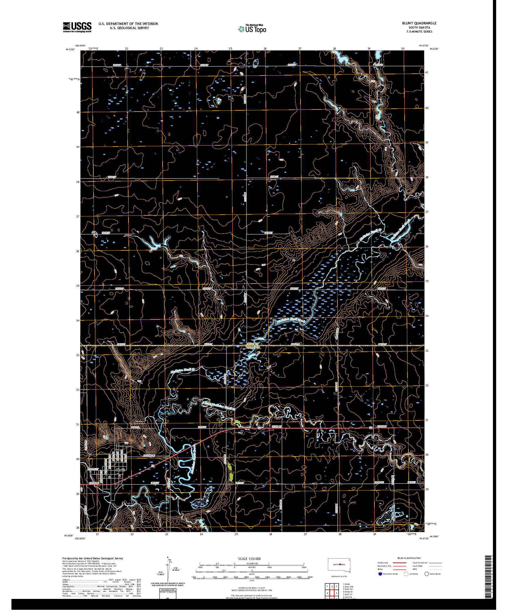 USGS US TOPO 7.5-MINUTE MAP FOR BLUNT, SD 2021