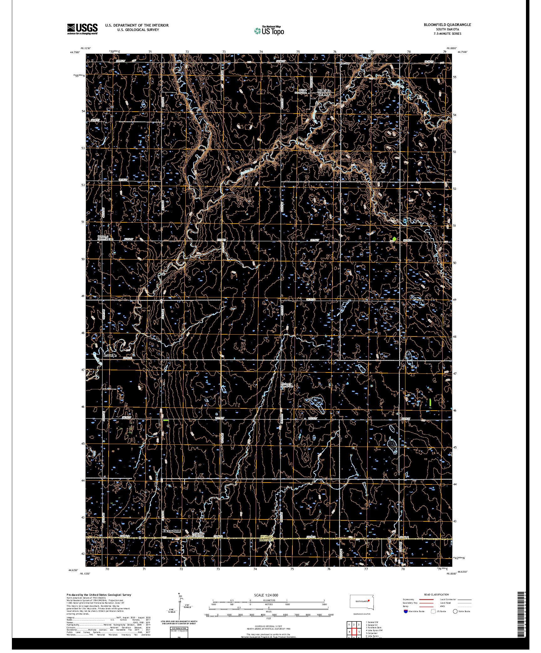 USGS US TOPO 7.5-MINUTE MAP FOR BLOOMFIELD, SD 2021