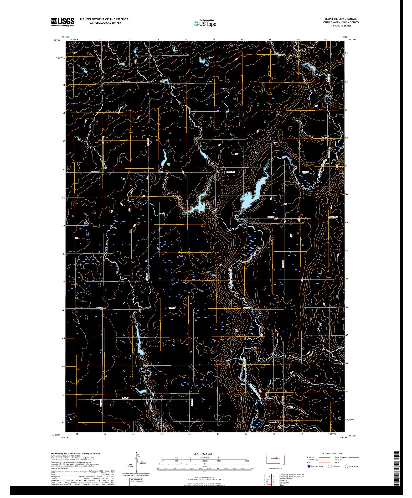 USGS US TOPO 7.5-MINUTE MAP FOR BLUNT NE, SD 2021