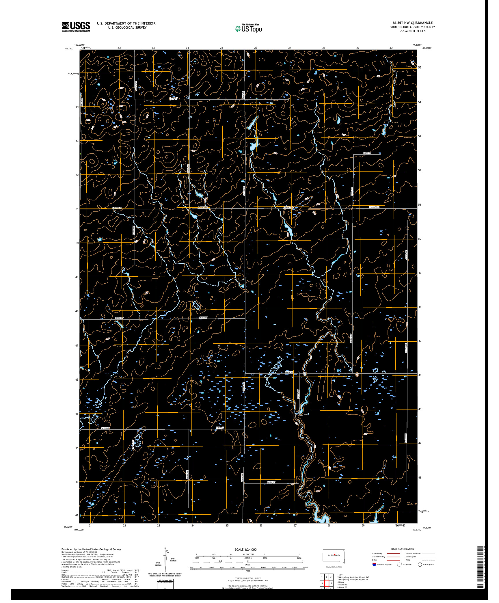 USGS US TOPO 7.5-MINUTE MAP FOR BLUNT NW, SD 2021