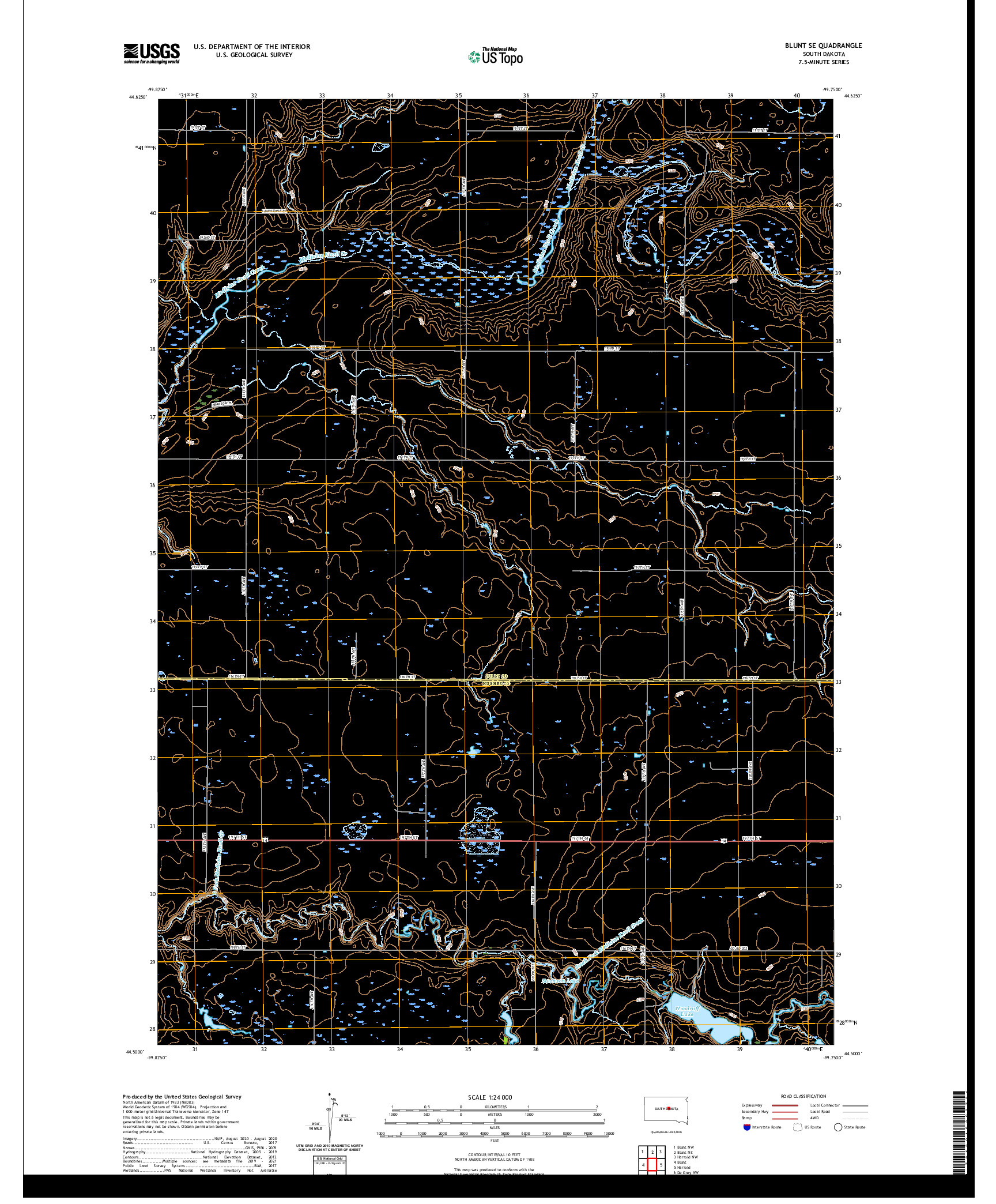 USGS US TOPO 7.5-MINUTE MAP FOR BLUNT SE, SD 2021