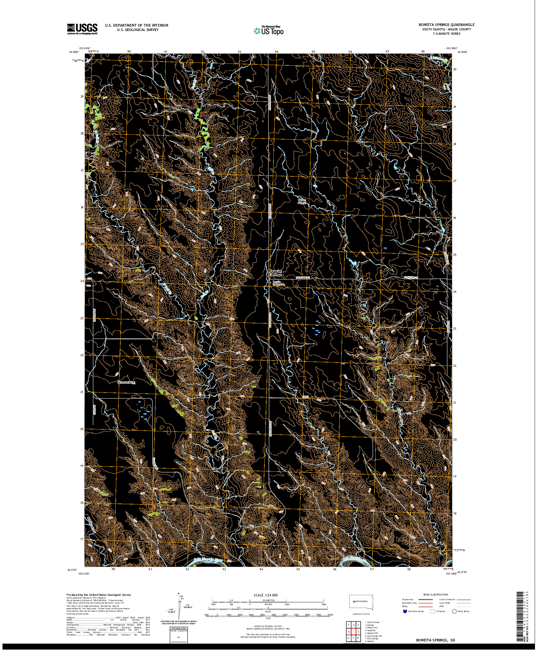 USGS US TOPO 7.5-MINUTE MAP FOR BONEITA SPRINGS, SD 2021