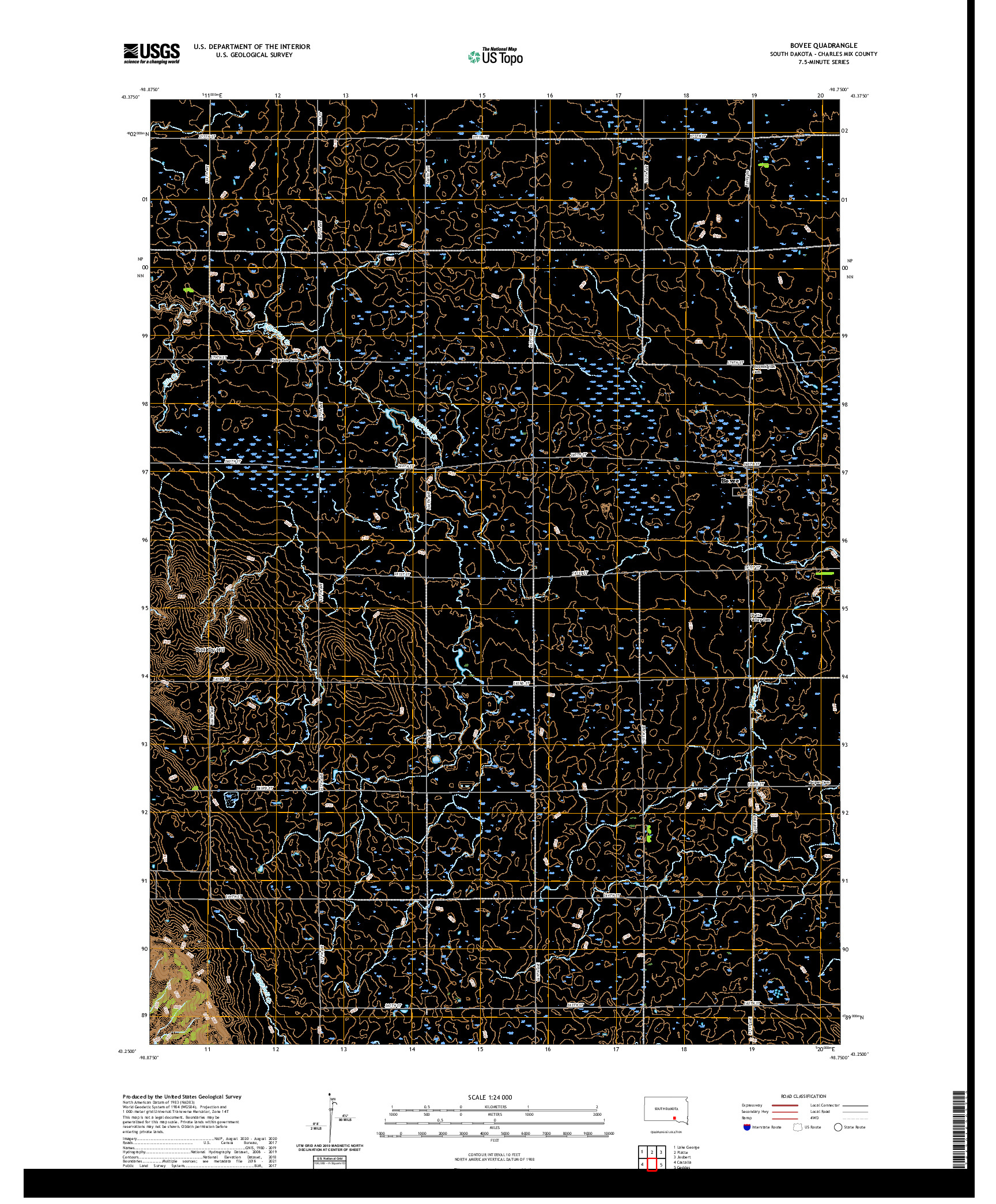 USGS US TOPO 7.5-MINUTE MAP FOR BOVEE, SD 2021