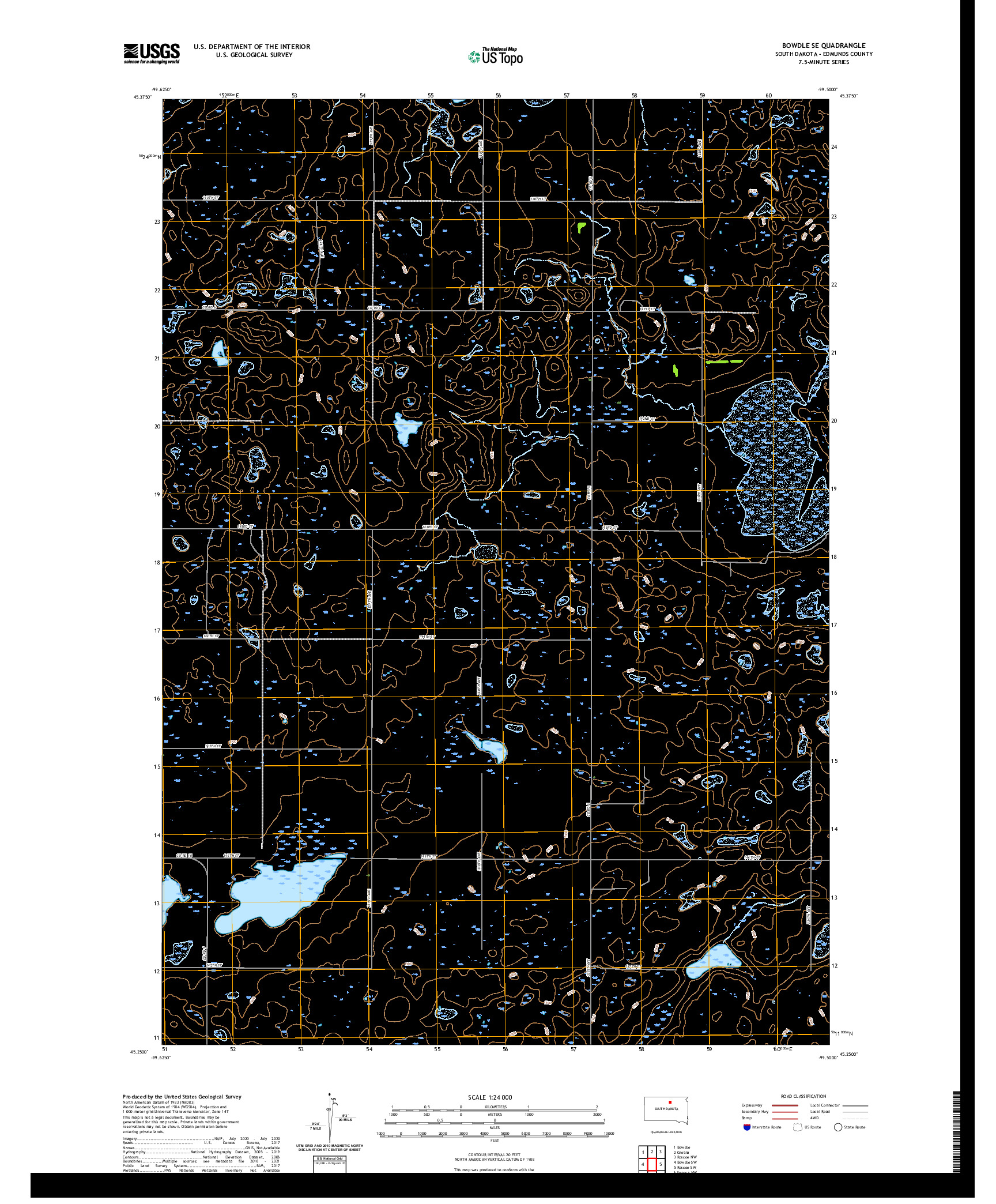 USGS US TOPO 7.5-MINUTE MAP FOR BOWDLE SE, SD 2021