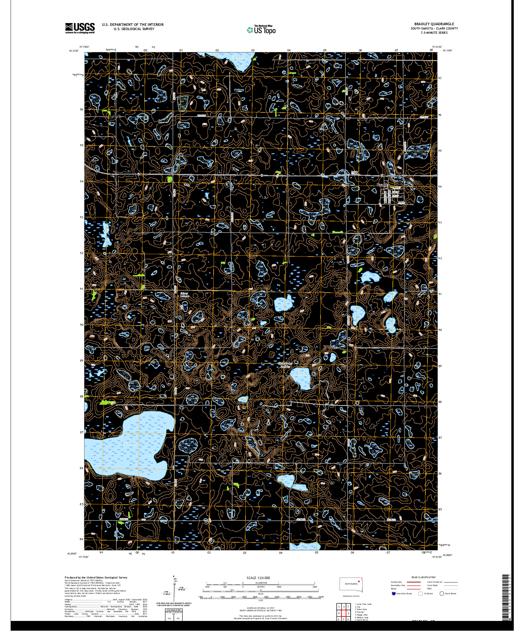 USGS US TOPO 7.5-MINUTE MAP FOR BRADLEY, SD 2021