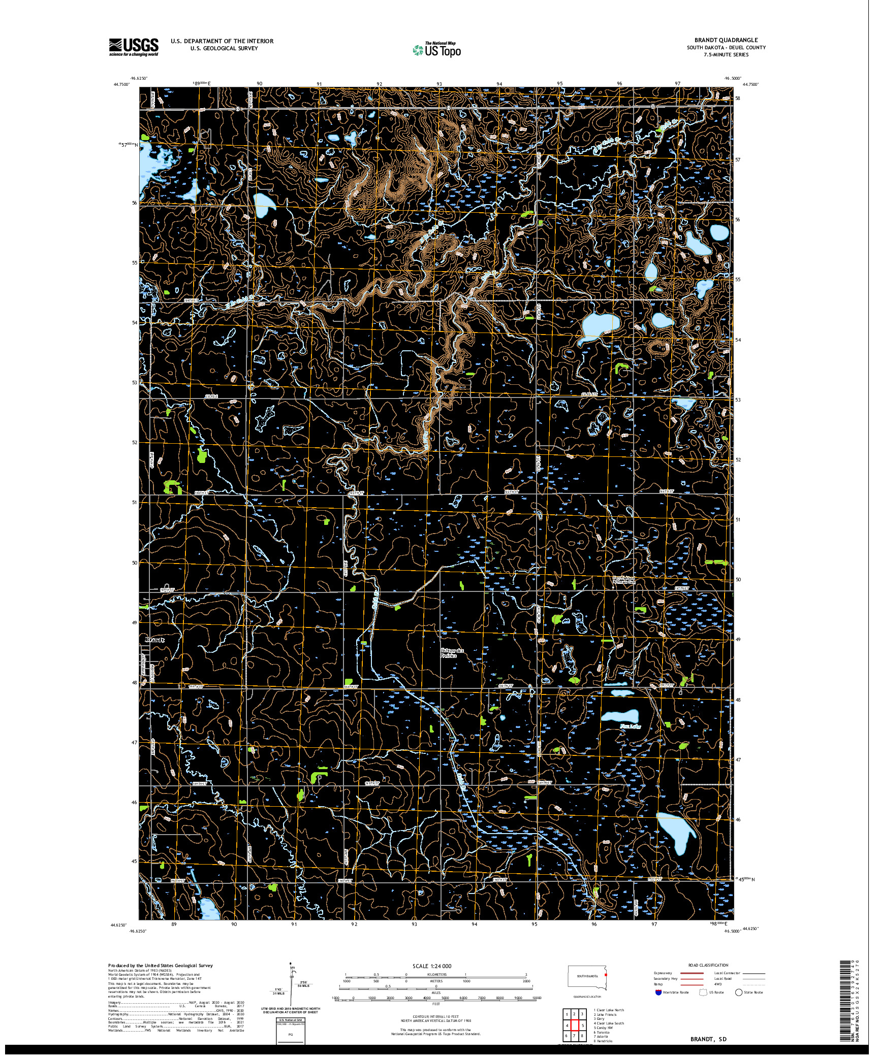 USGS US TOPO 7.5-MINUTE MAP FOR BRANDT, SD 2021
