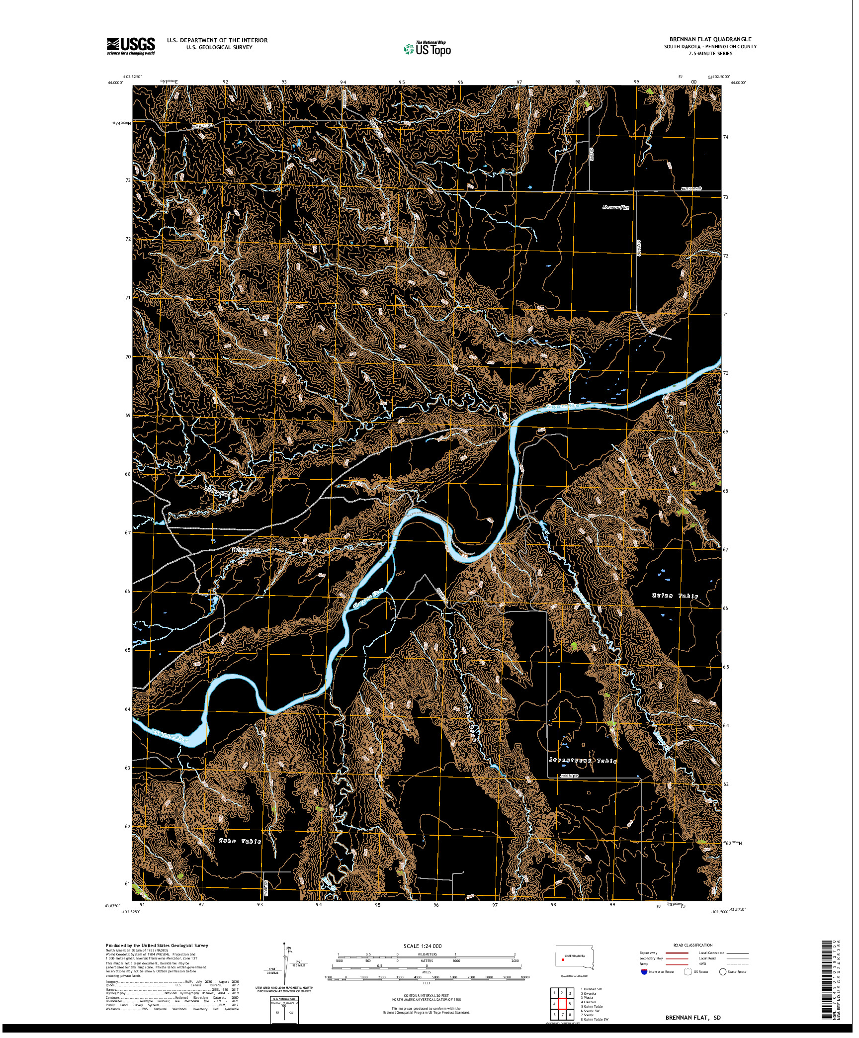 USGS US TOPO 7.5-MINUTE MAP FOR BRENNAN FLAT, SD 2021