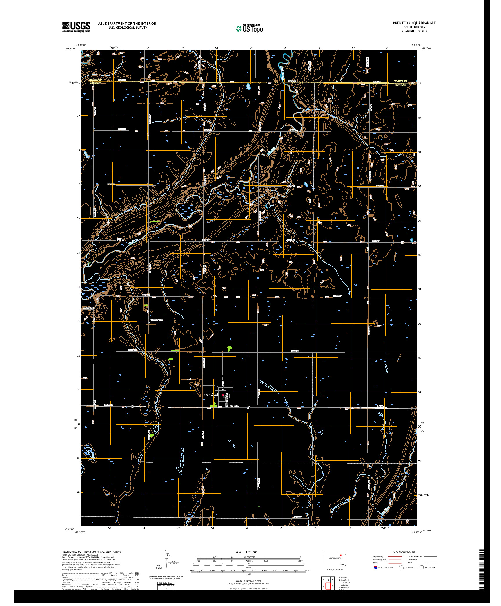 USGS US TOPO 7.5-MINUTE MAP FOR BRENTFORD, SD 2021