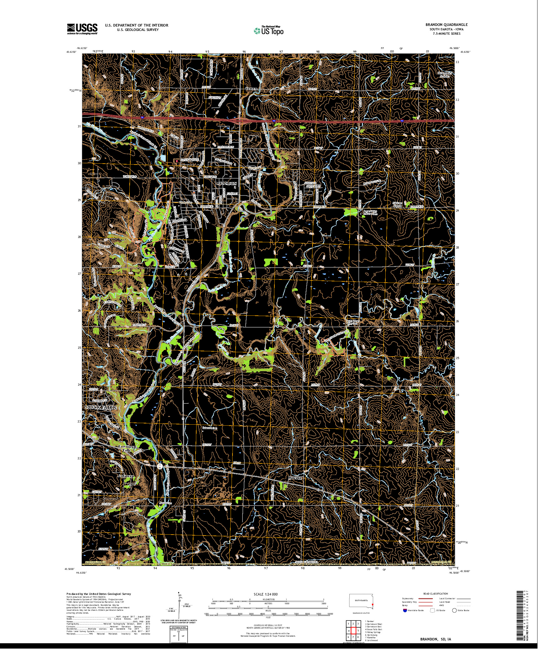 USGS US TOPO 7.5-MINUTE MAP FOR BRANDON, SD,IA 2021