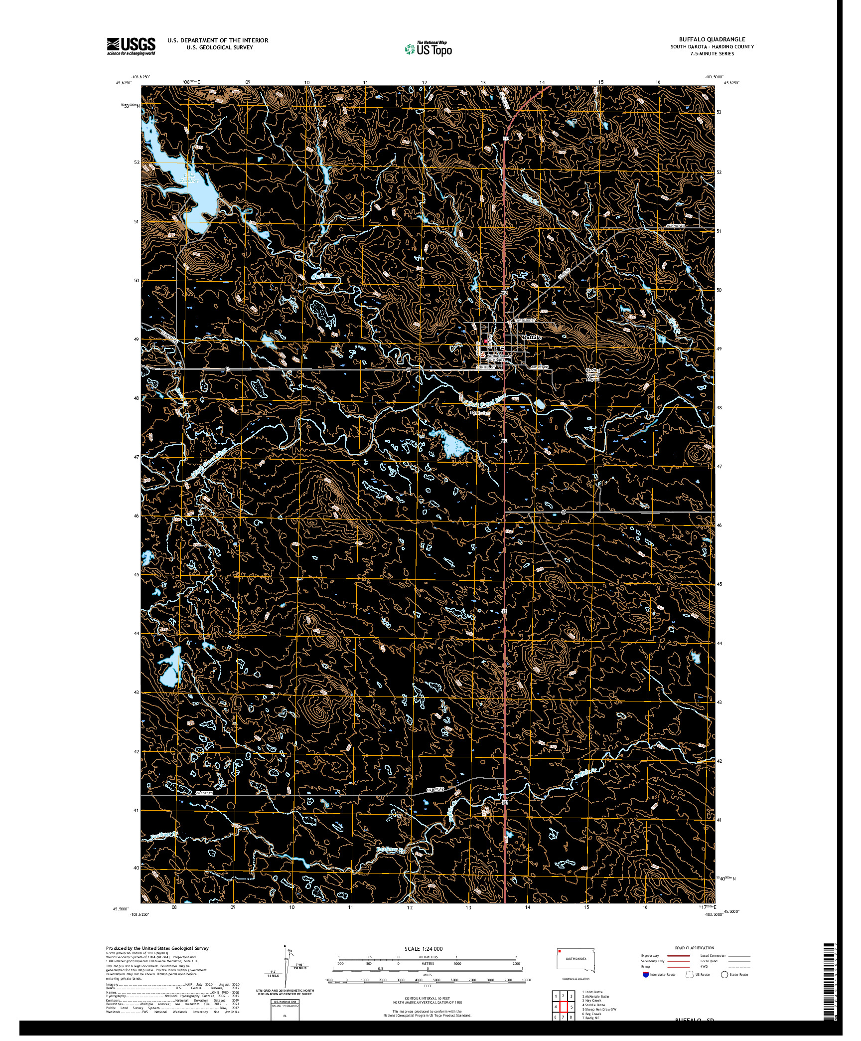 USGS US TOPO 7.5-MINUTE MAP FOR BUFFALO, SD 2021