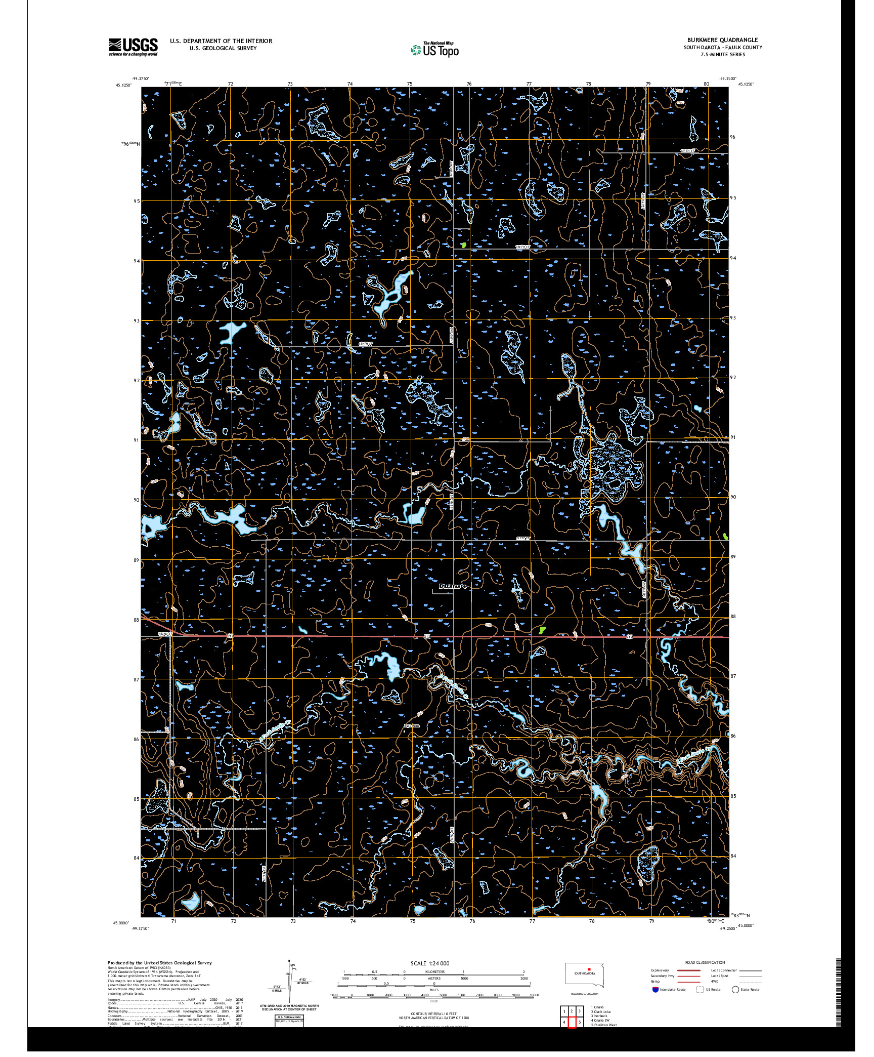 USGS US TOPO 7.5-MINUTE MAP FOR BURKMERE, SD 2021