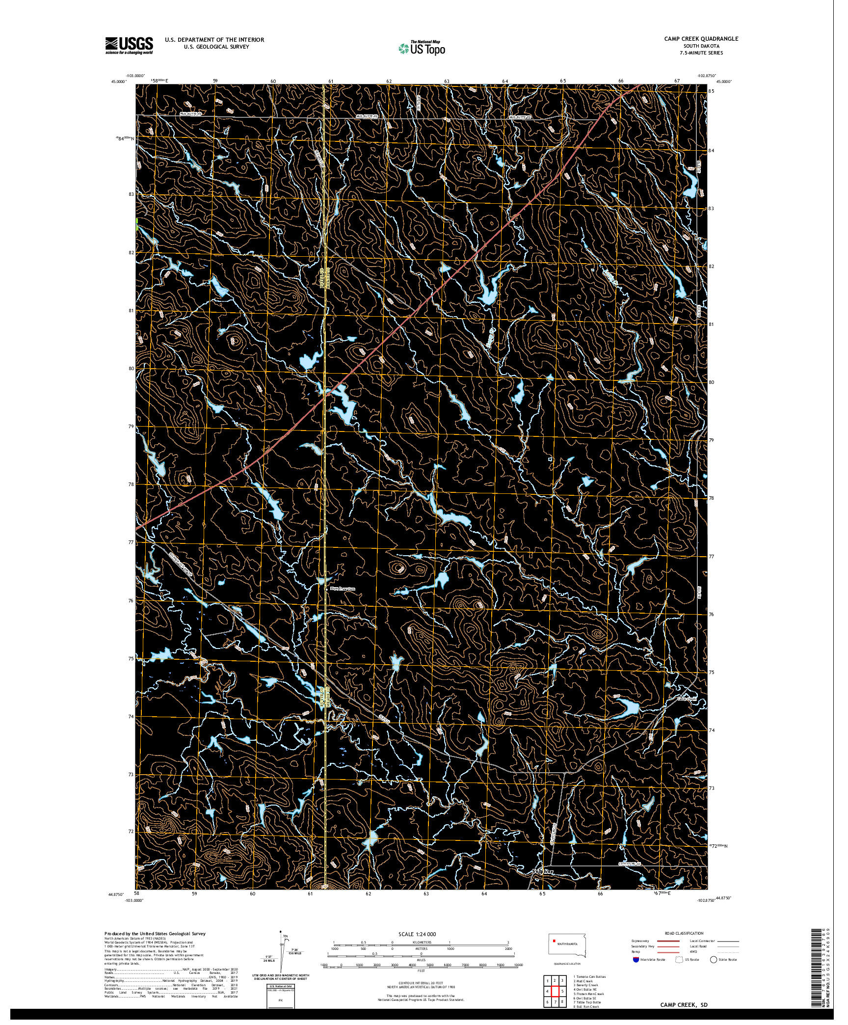 USGS US TOPO 7.5-MINUTE MAP FOR CAMP CREEK, SD 2021