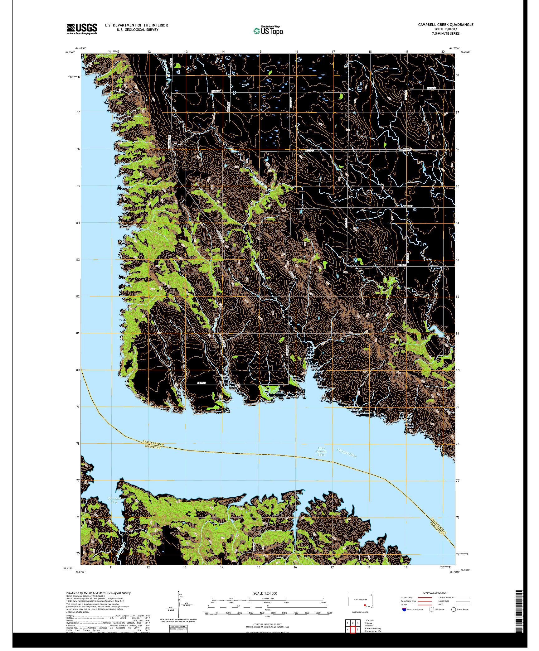 USGS US TOPO 7.5-MINUTE MAP FOR CAMPBELL CREEK, SD 2021
