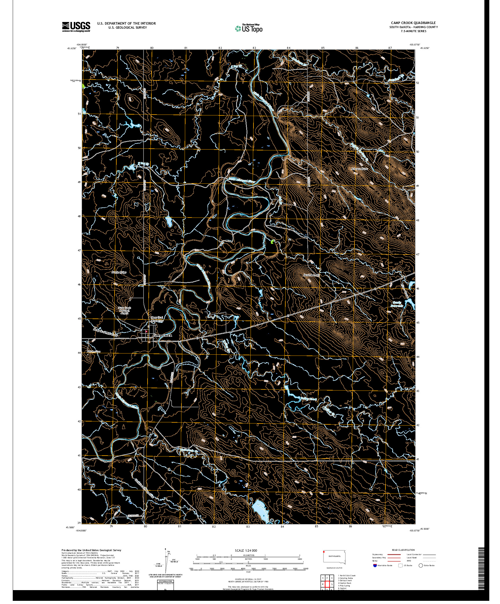 USGS US TOPO 7.5-MINUTE MAP FOR CAMP CROOK, SD 2021