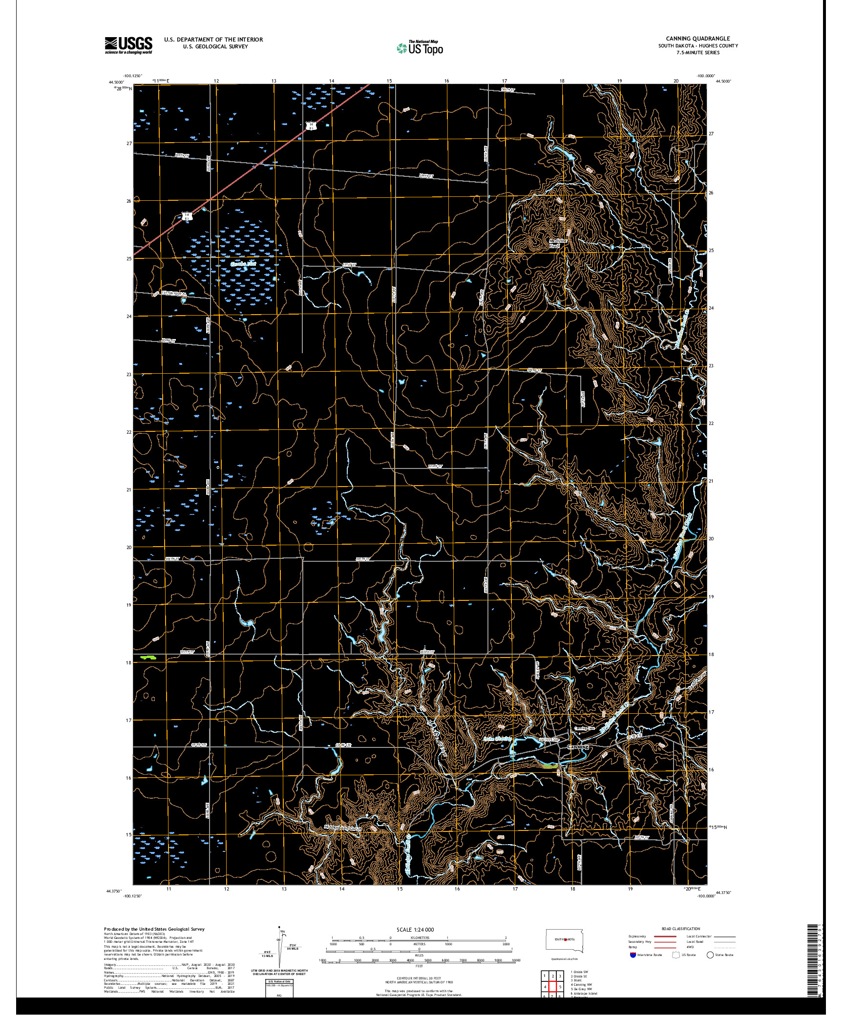 USGS US TOPO 7.5-MINUTE MAP FOR CANNING, SD 2021