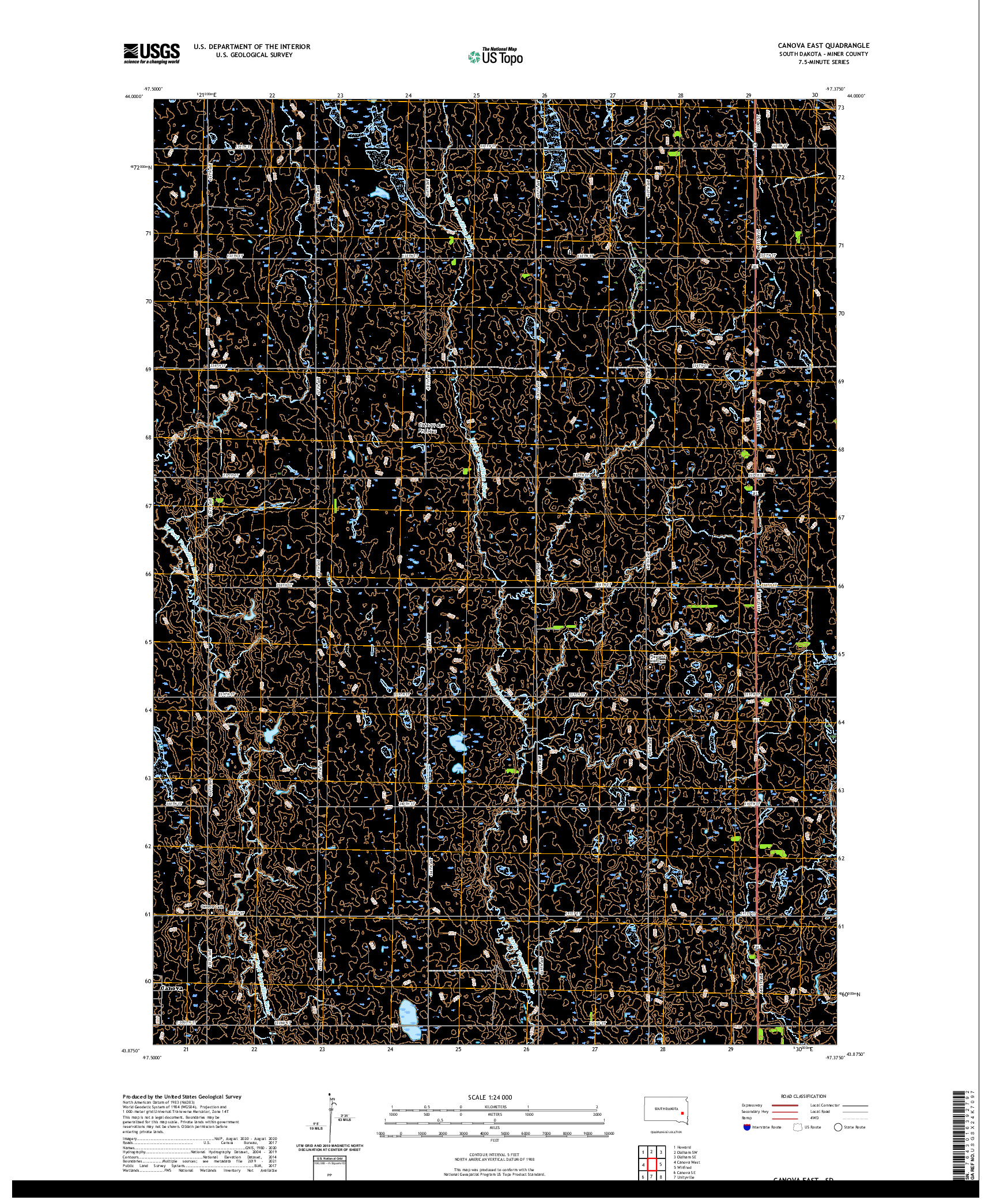 USGS US TOPO 7.5-MINUTE MAP FOR CANOVA EAST, SD 2021