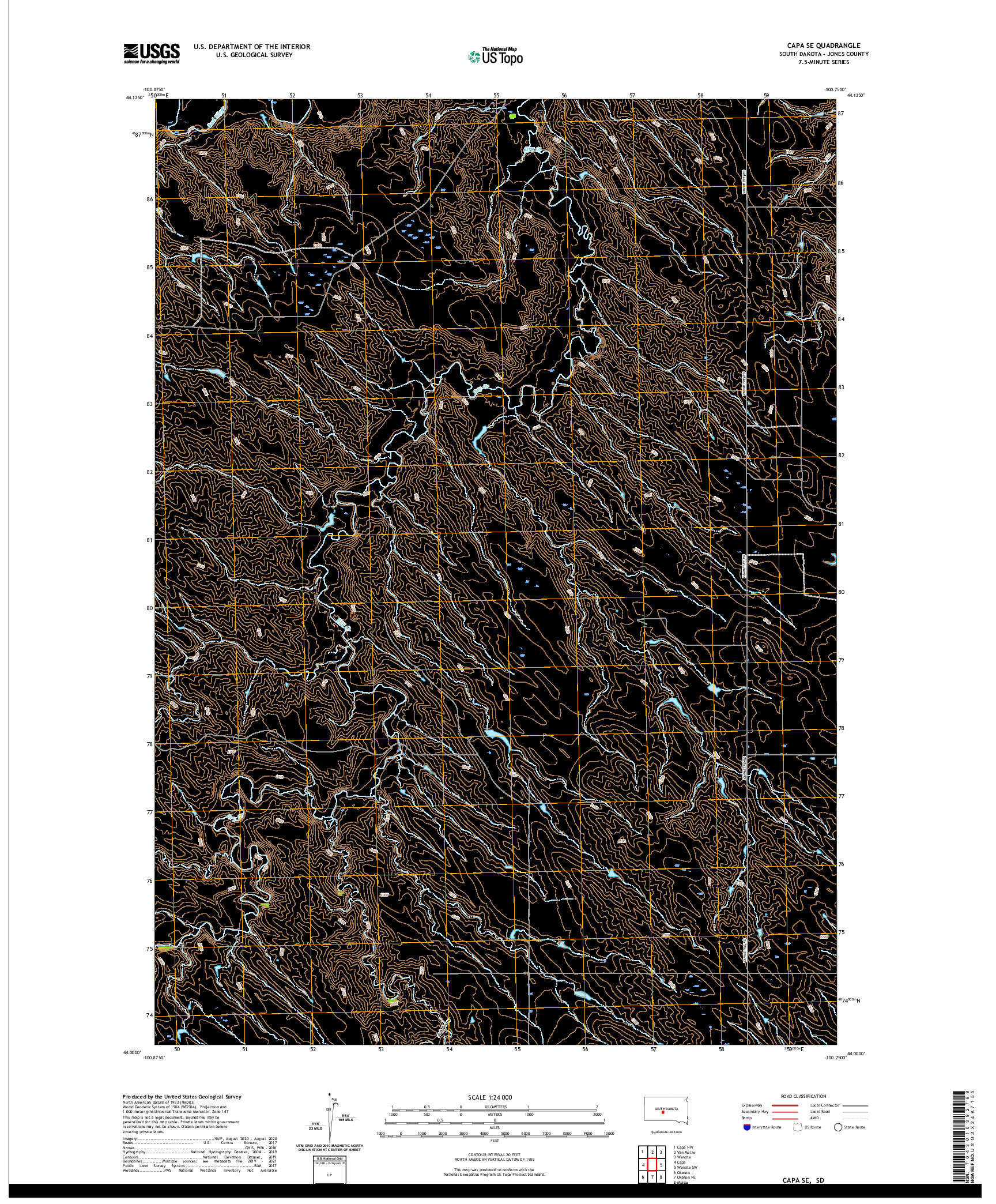 USGS US TOPO 7.5-MINUTE MAP FOR CAPA SE, SD 2021