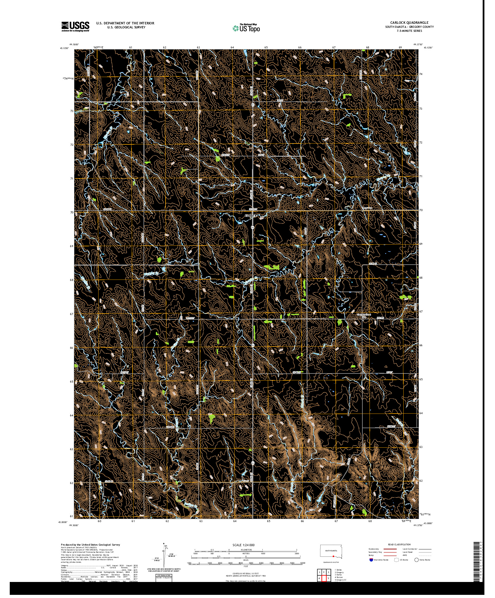 USGS US TOPO 7.5-MINUTE MAP FOR CARLOCK, SD 2021