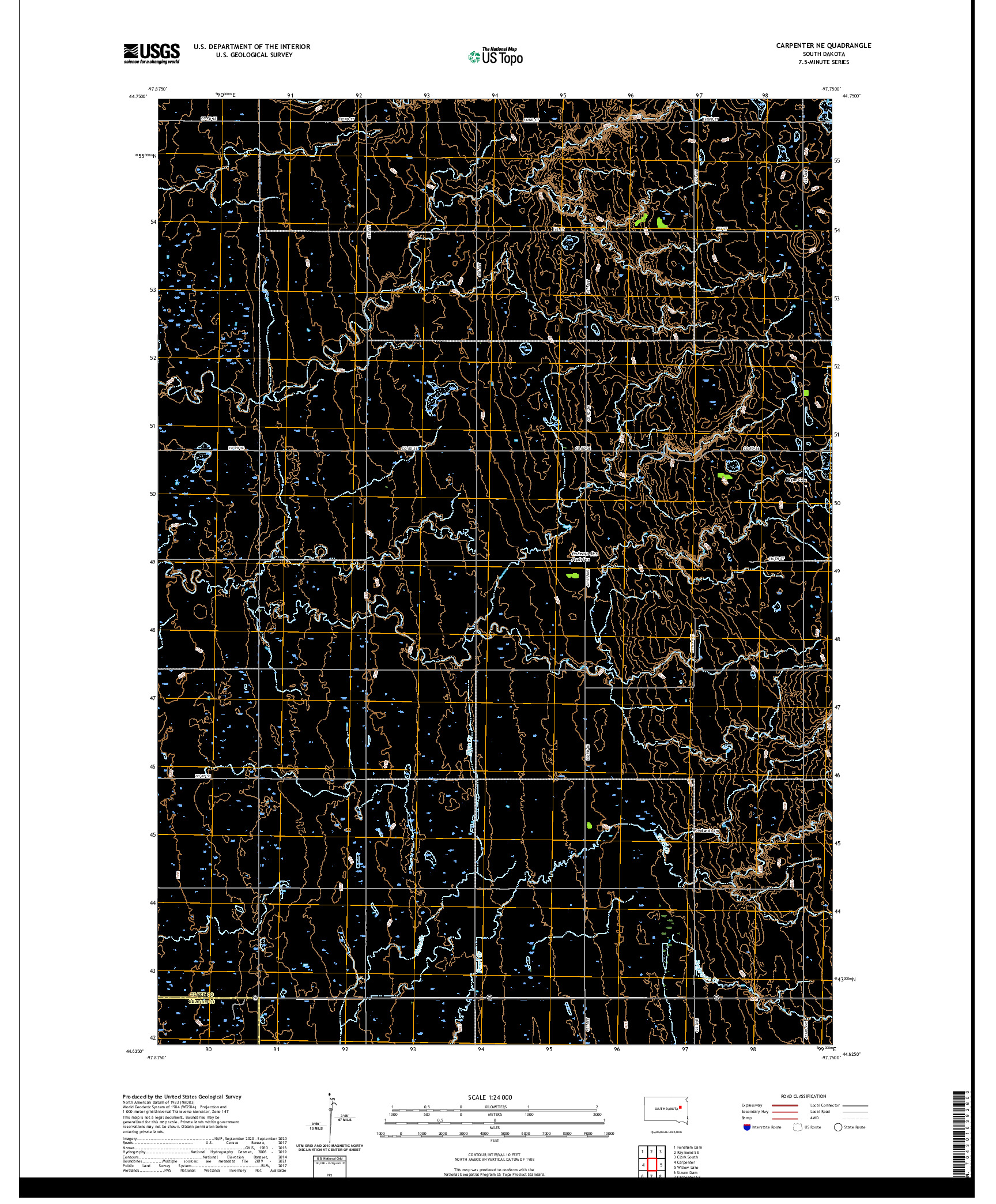 USGS US TOPO 7.5-MINUTE MAP FOR CARPENTER NE, SD 2021