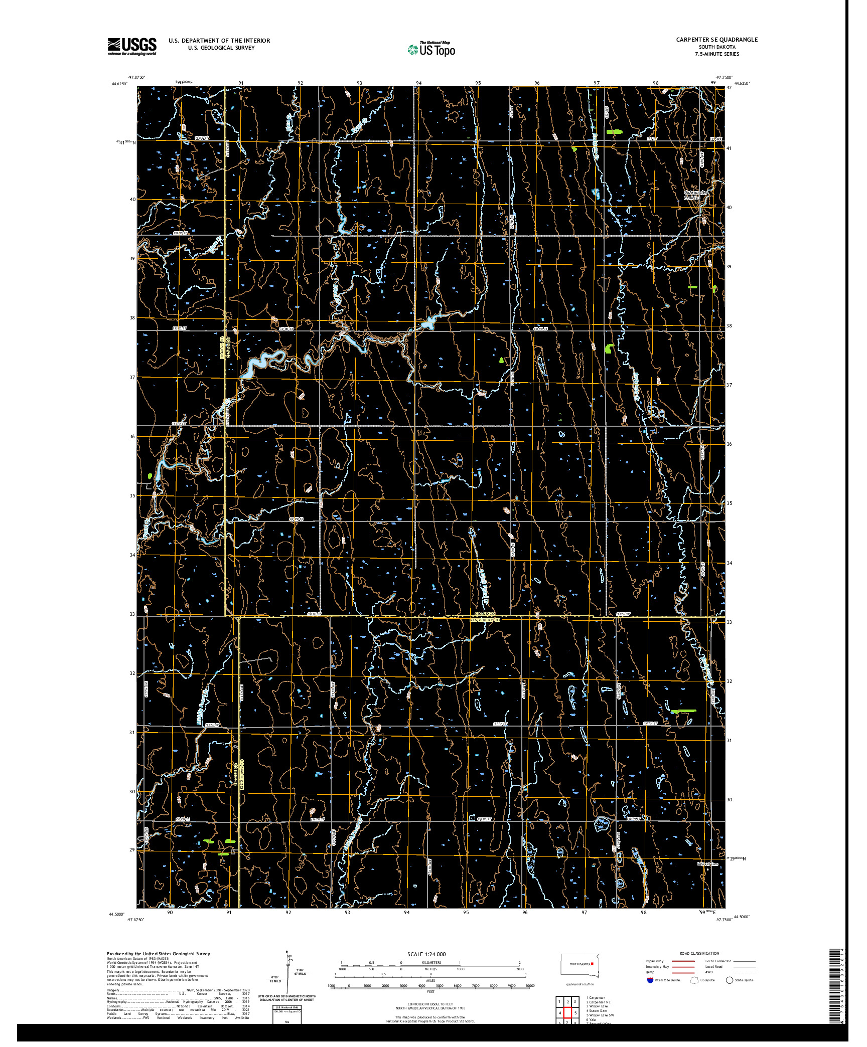 USGS US TOPO 7.5-MINUTE MAP FOR CARPENTER SE, SD 2021