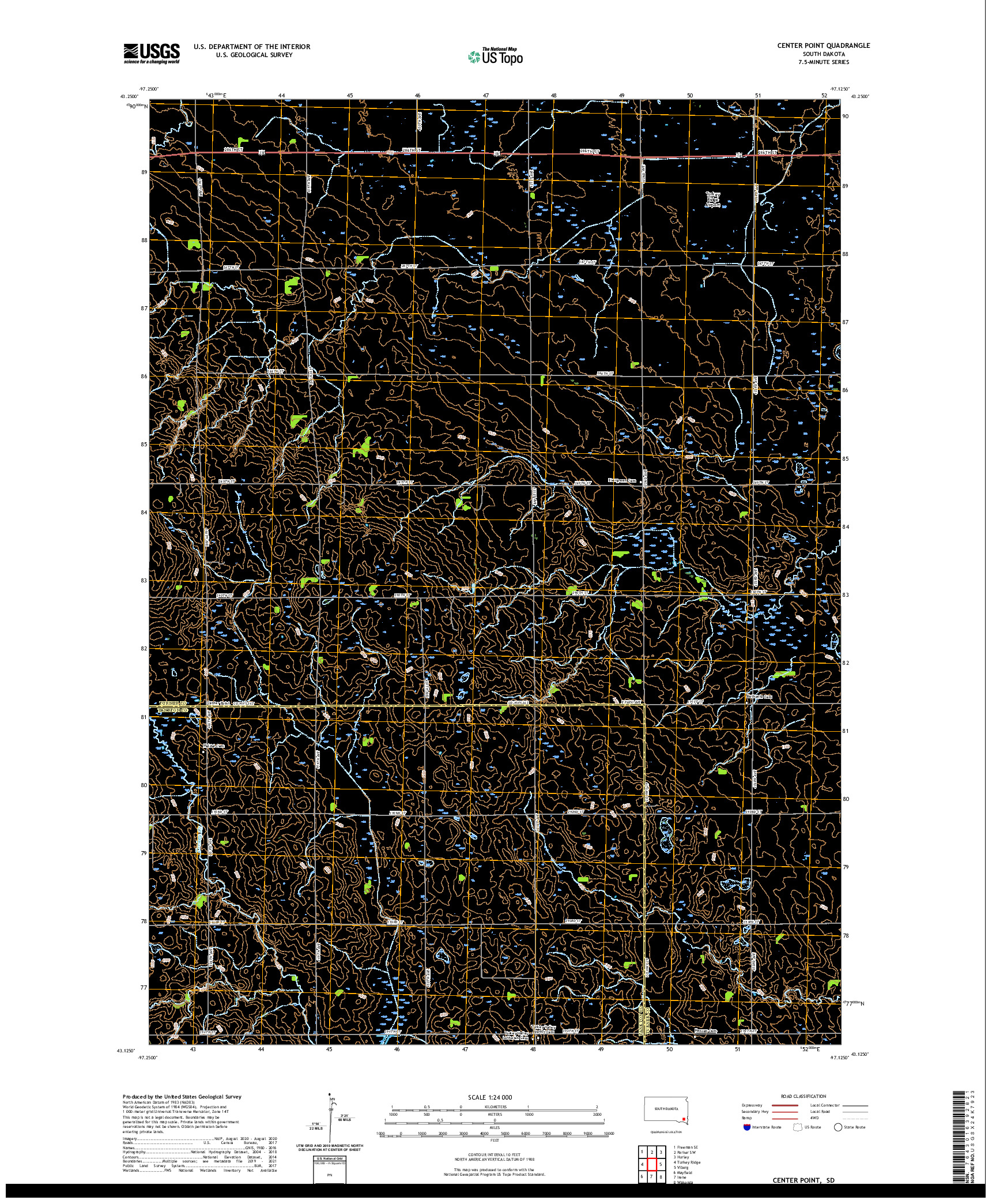 USGS US TOPO 7.5-MINUTE MAP FOR CENTER POINT, SD 2021