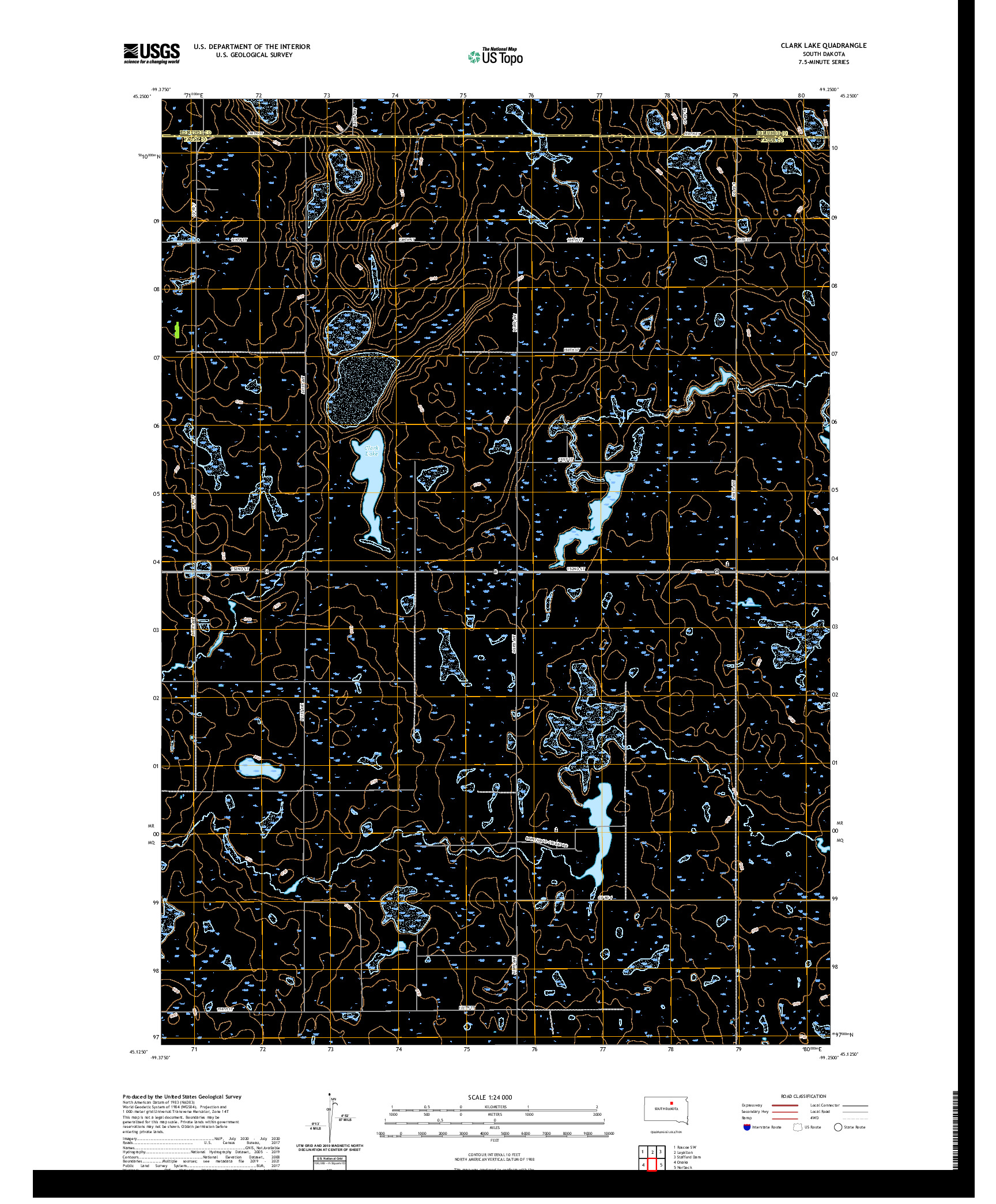 USGS US TOPO 7.5-MINUTE MAP FOR CLARK LAKE, SD 2021