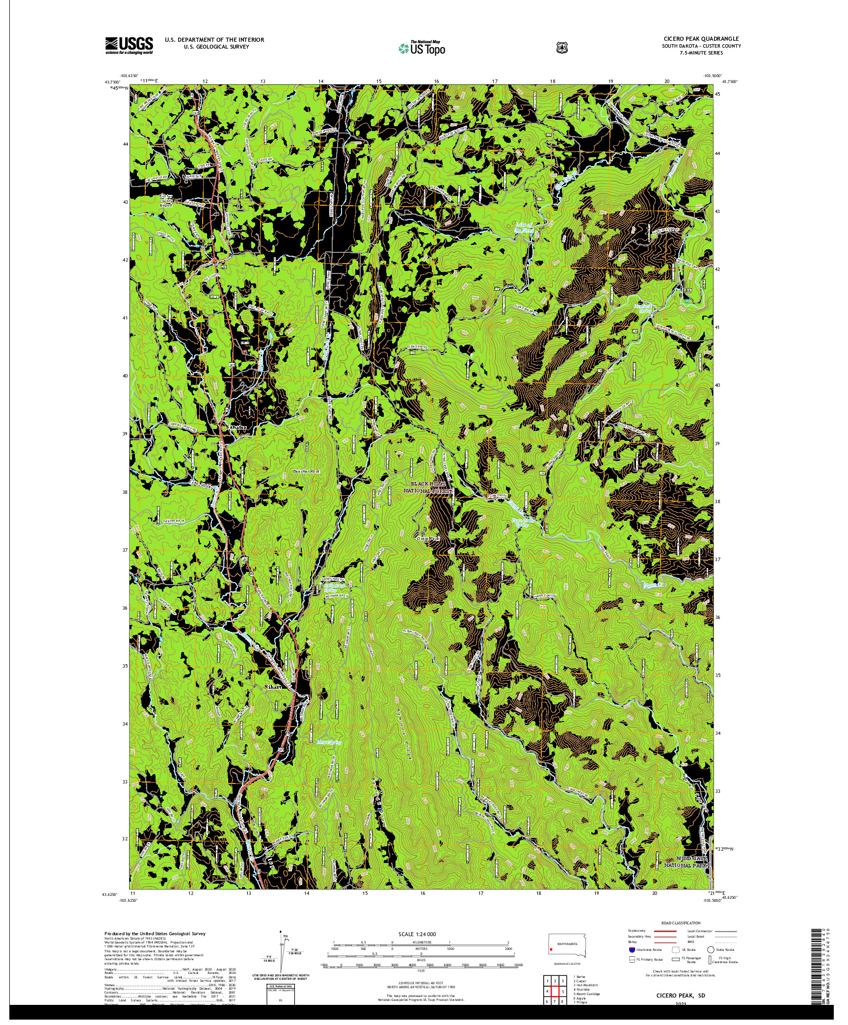 USGS US TOPO 7.5-MINUTE MAP FOR CICERO PEAK, SD 2021