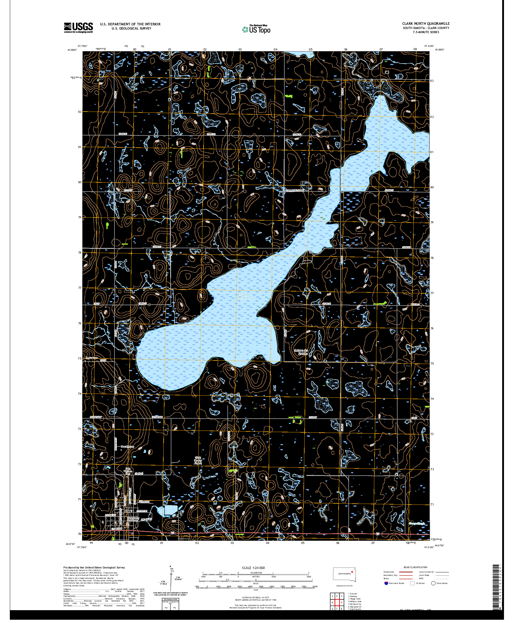 USGS US TOPO 7.5-MINUTE MAP FOR CLARK NORTH, SD 2021