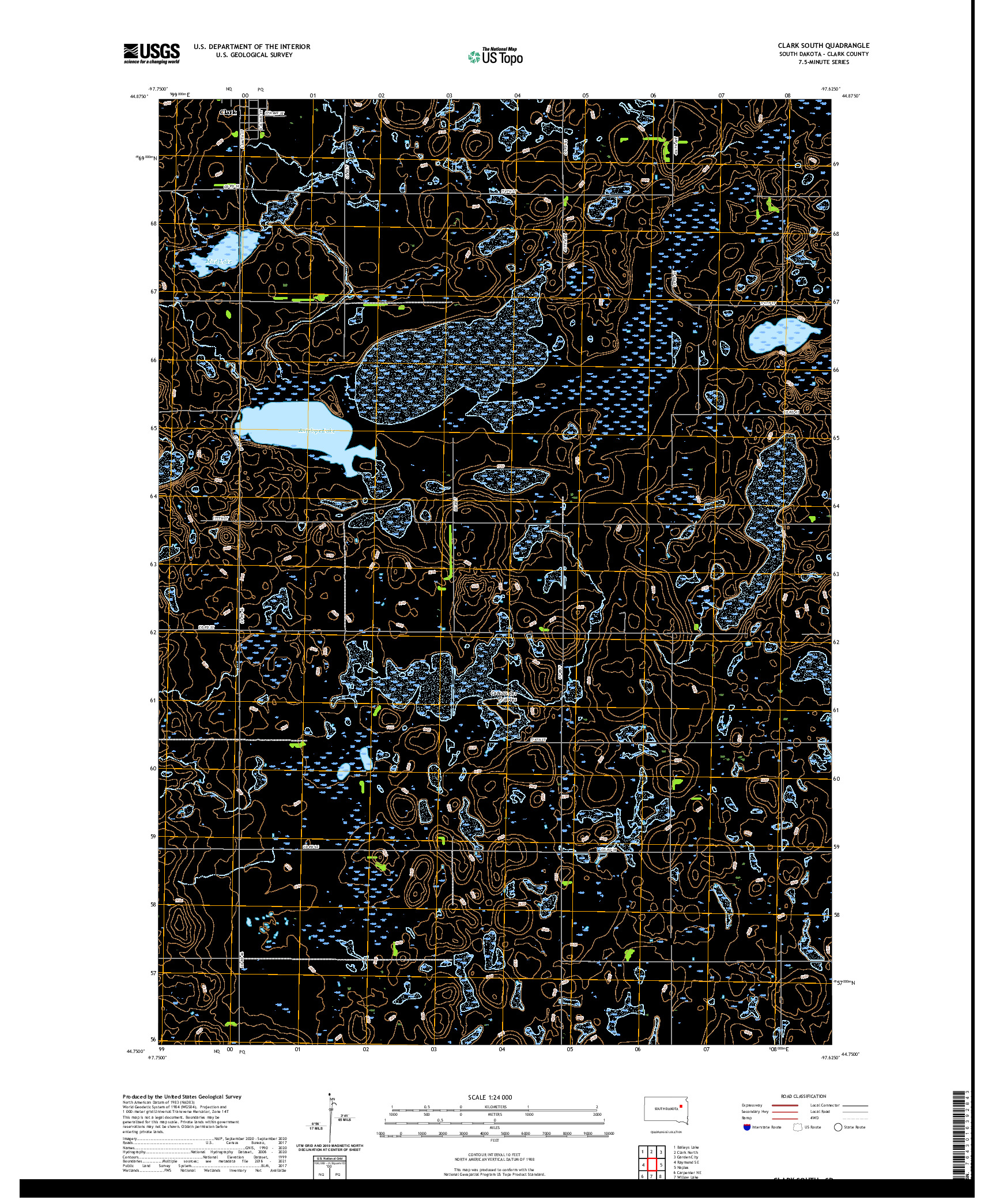 USGS US TOPO 7.5-MINUTE MAP FOR CLARK SOUTH, SD 2021