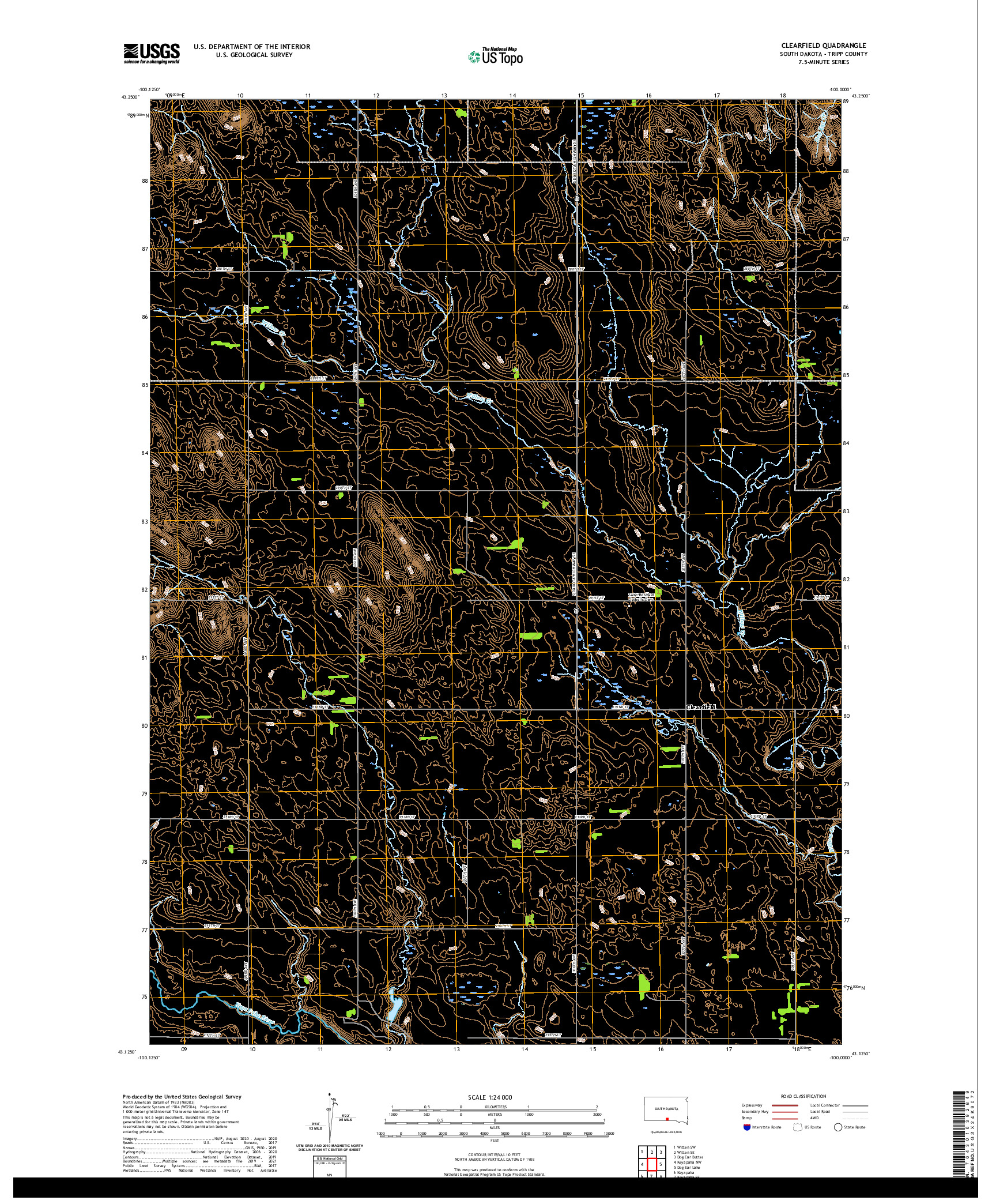 USGS US TOPO 7.5-MINUTE MAP FOR CLEARFIELD, SD 2021