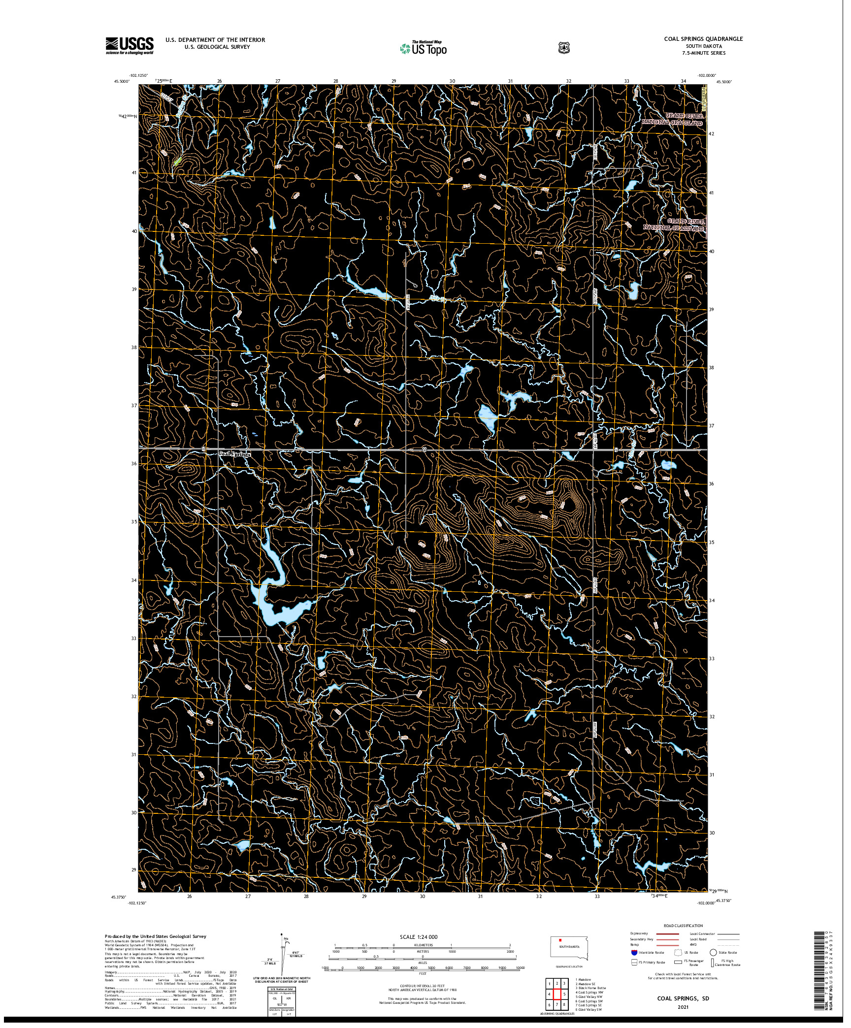 USGS US TOPO 7.5-MINUTE MAP FOR COAL SPRINGS, SD 2021