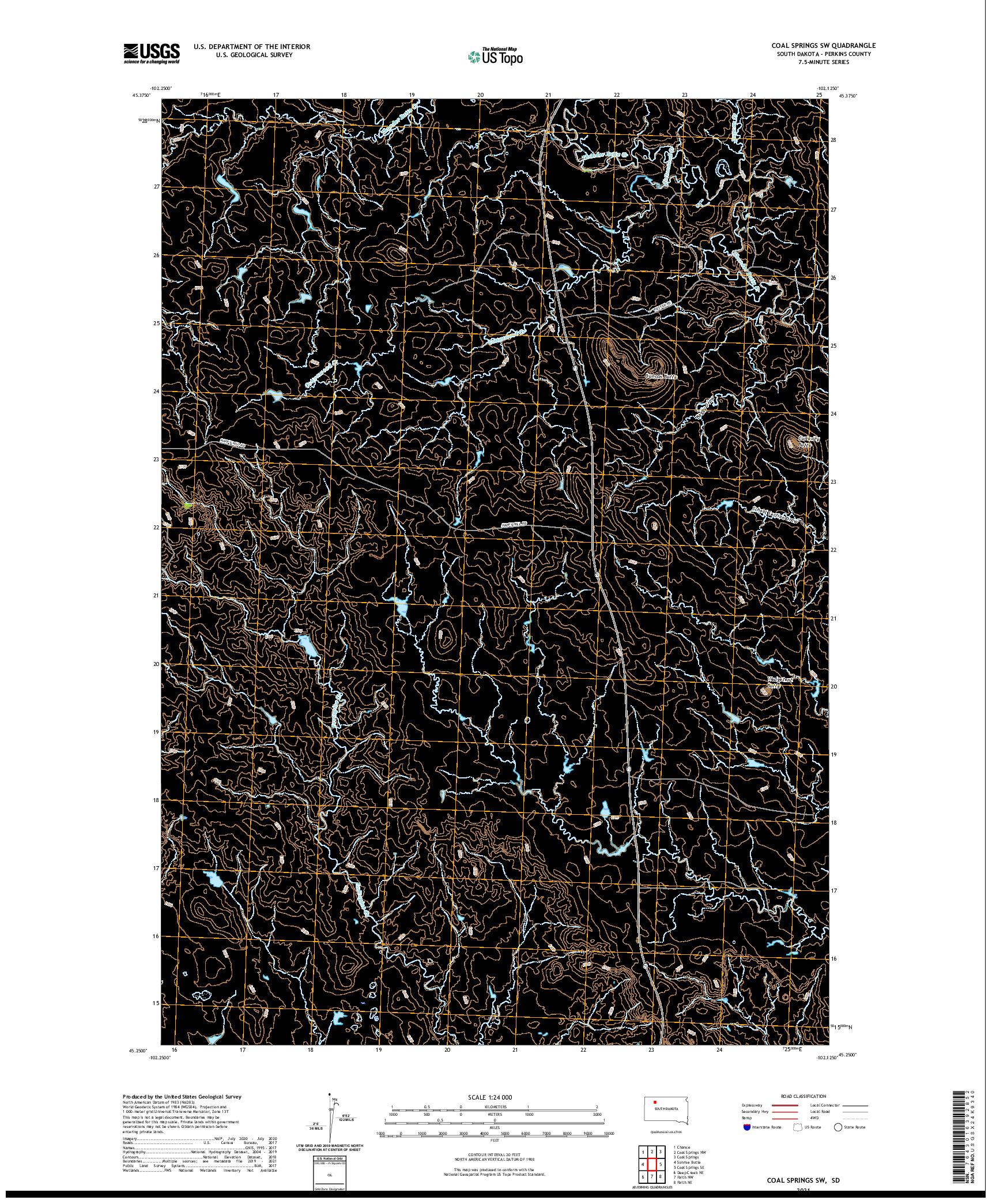 USGS US TOPO 7.5-MINUTE MAP FOR COAL SPRINGS SW, SD 2021