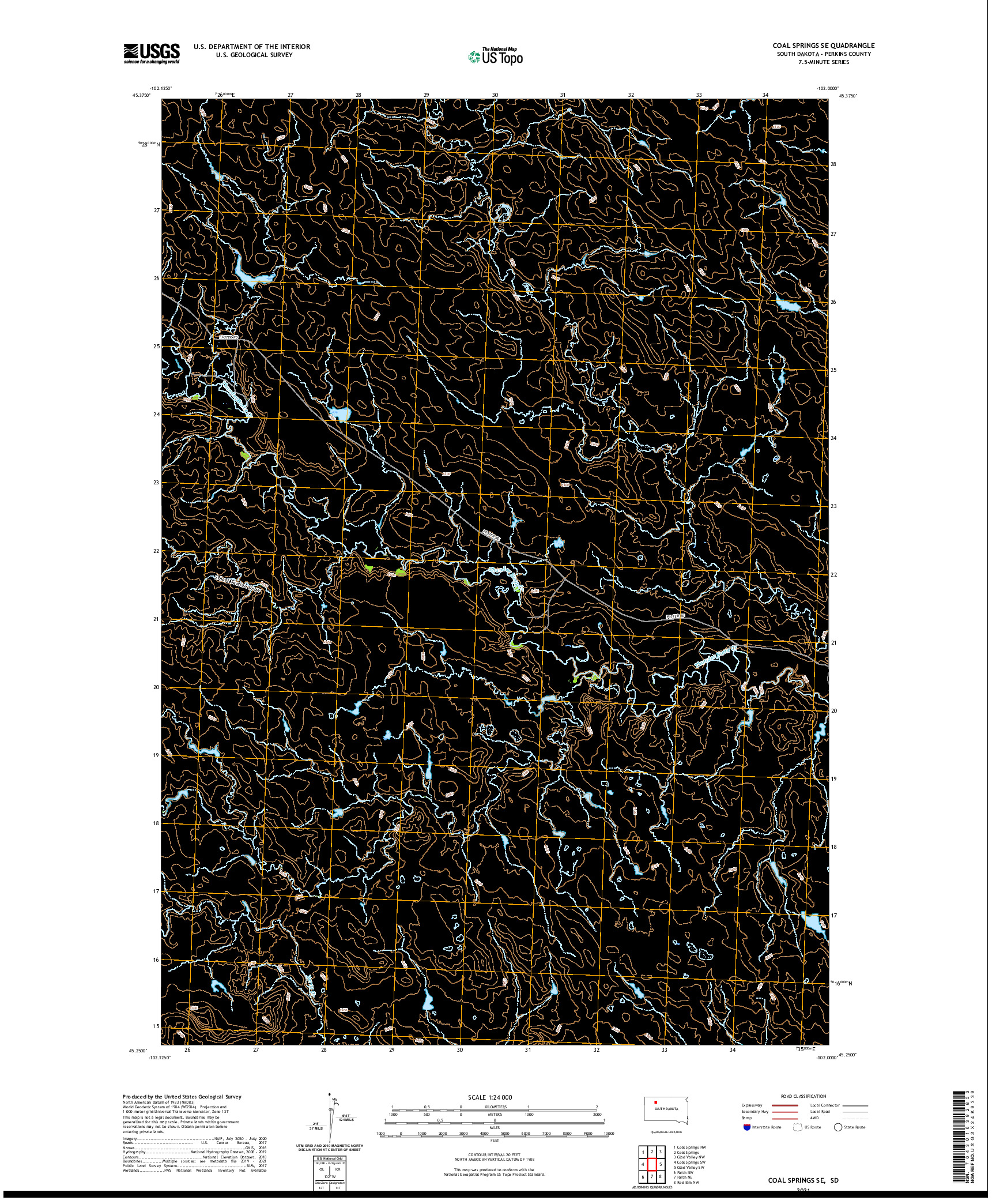 USGS US TOPO 7.5-MINUTE MAP FOR COAL SPRINGS SE, SD 2021