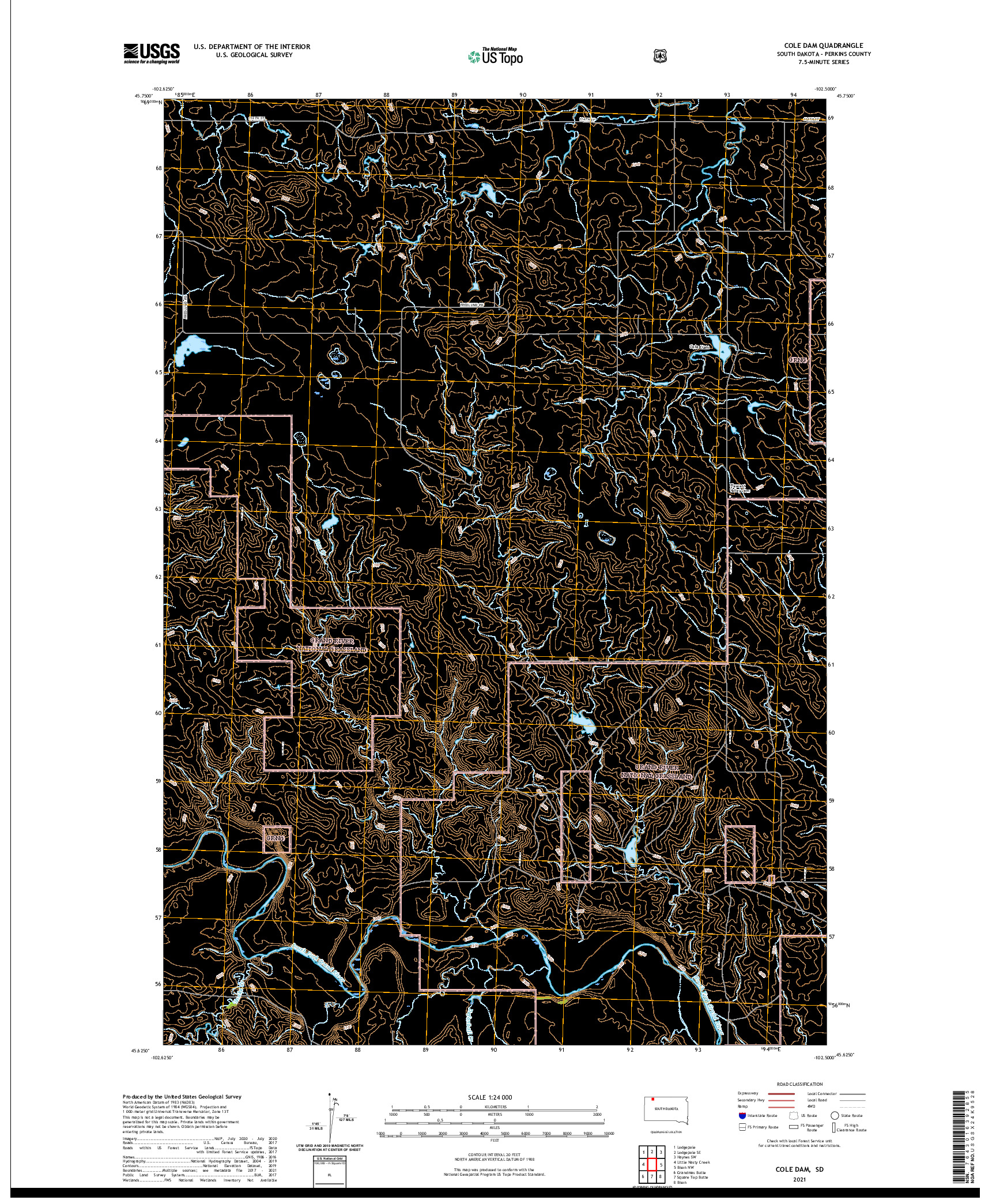 USGS US TOPO 7.5-MINUTE MAP FOR COLE DAM, SD 2021