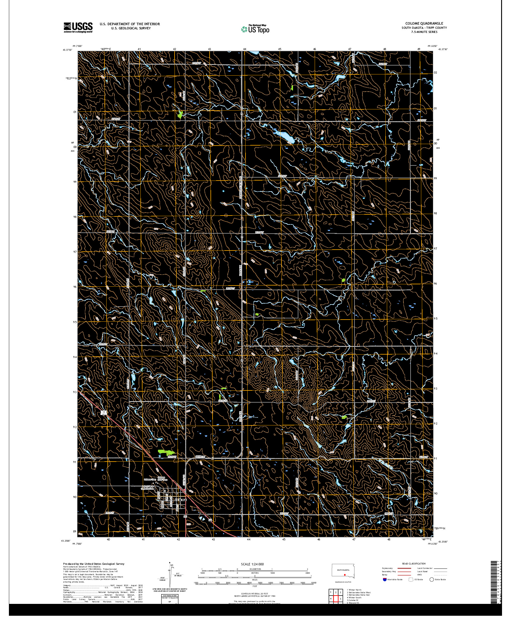 USGS US TOPO 7.5-MINUTE MAP FOR COLOME, SD 2021