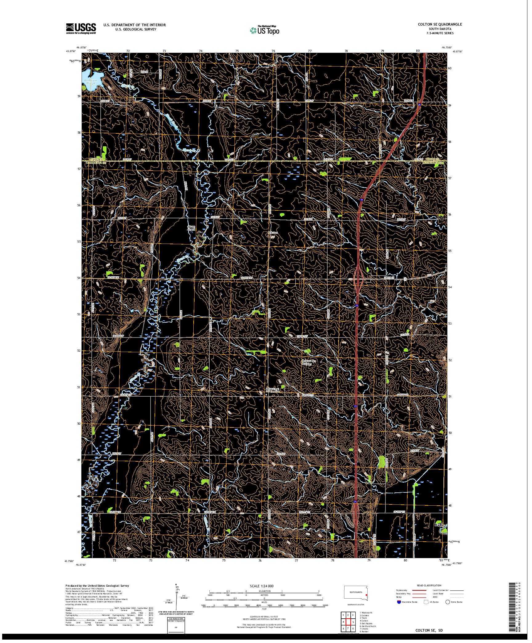 USGS US TOPO 7.5-MINUTE MAP FOR COLTON SE, SD 2021