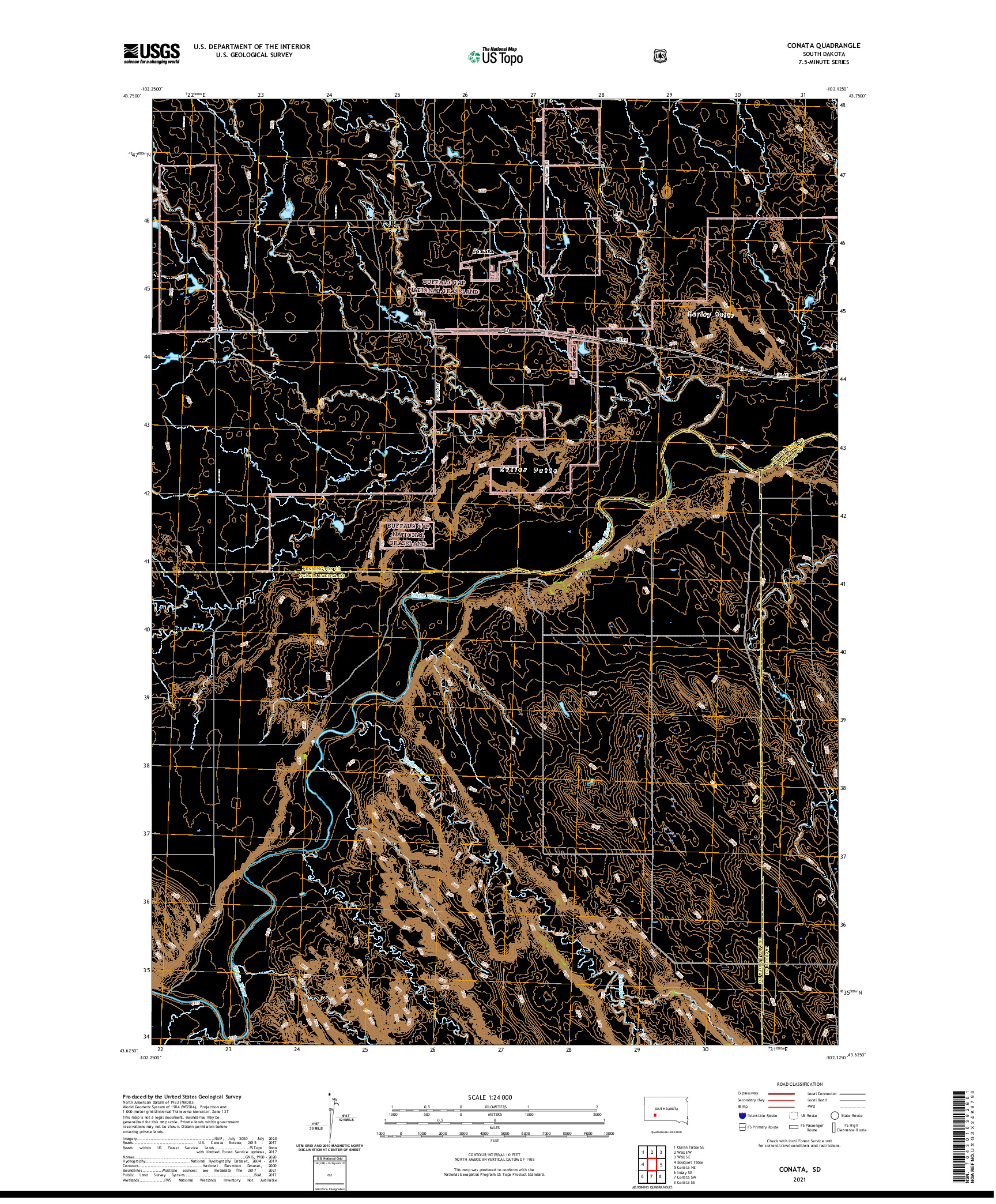 USGS US TOPO 7.5-MINUTE MAP FOR CONATA, SD 2021