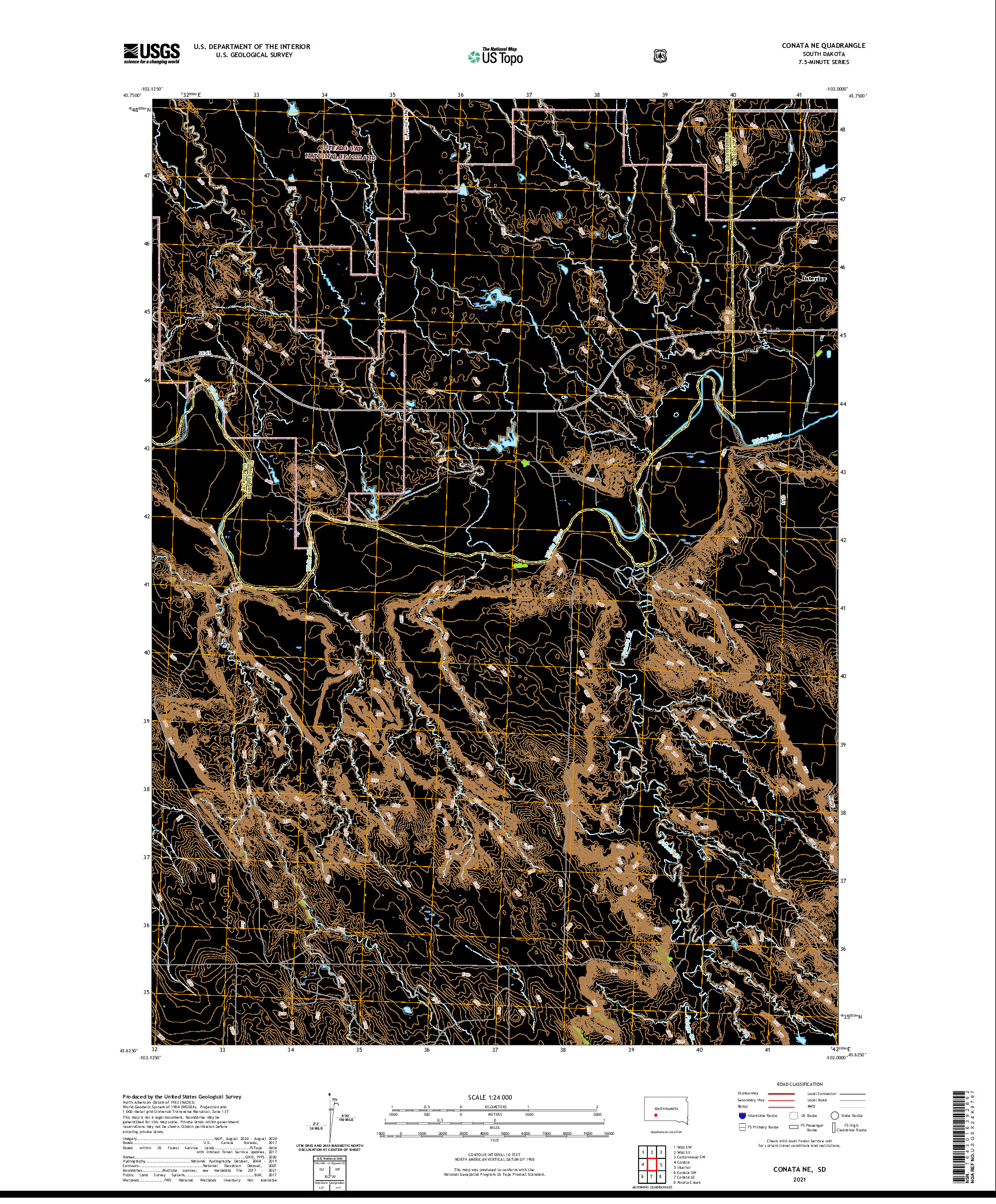 USGS US TOPO 7.5-MINUTE MAP FOR CONATA NE, SD 2021