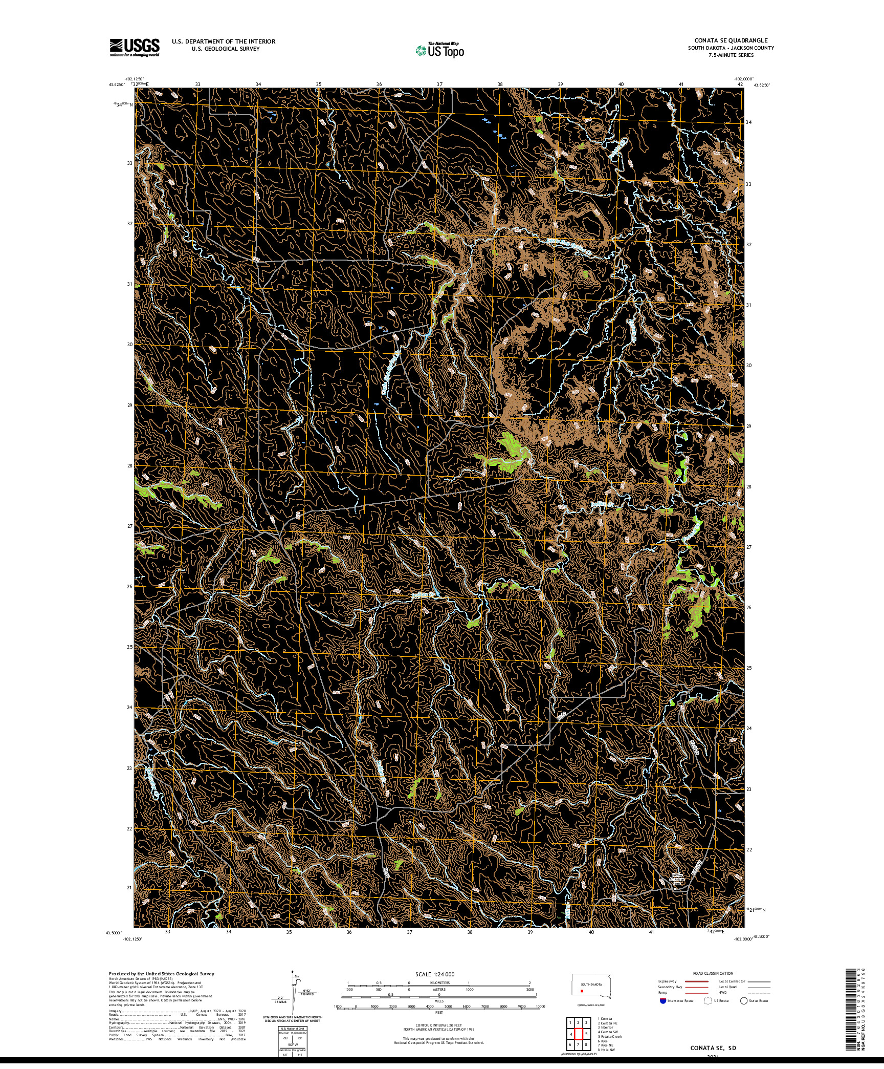 USGS US TOPO 7.5-MINUTE MAP FOR CONATA SE, SD 2021