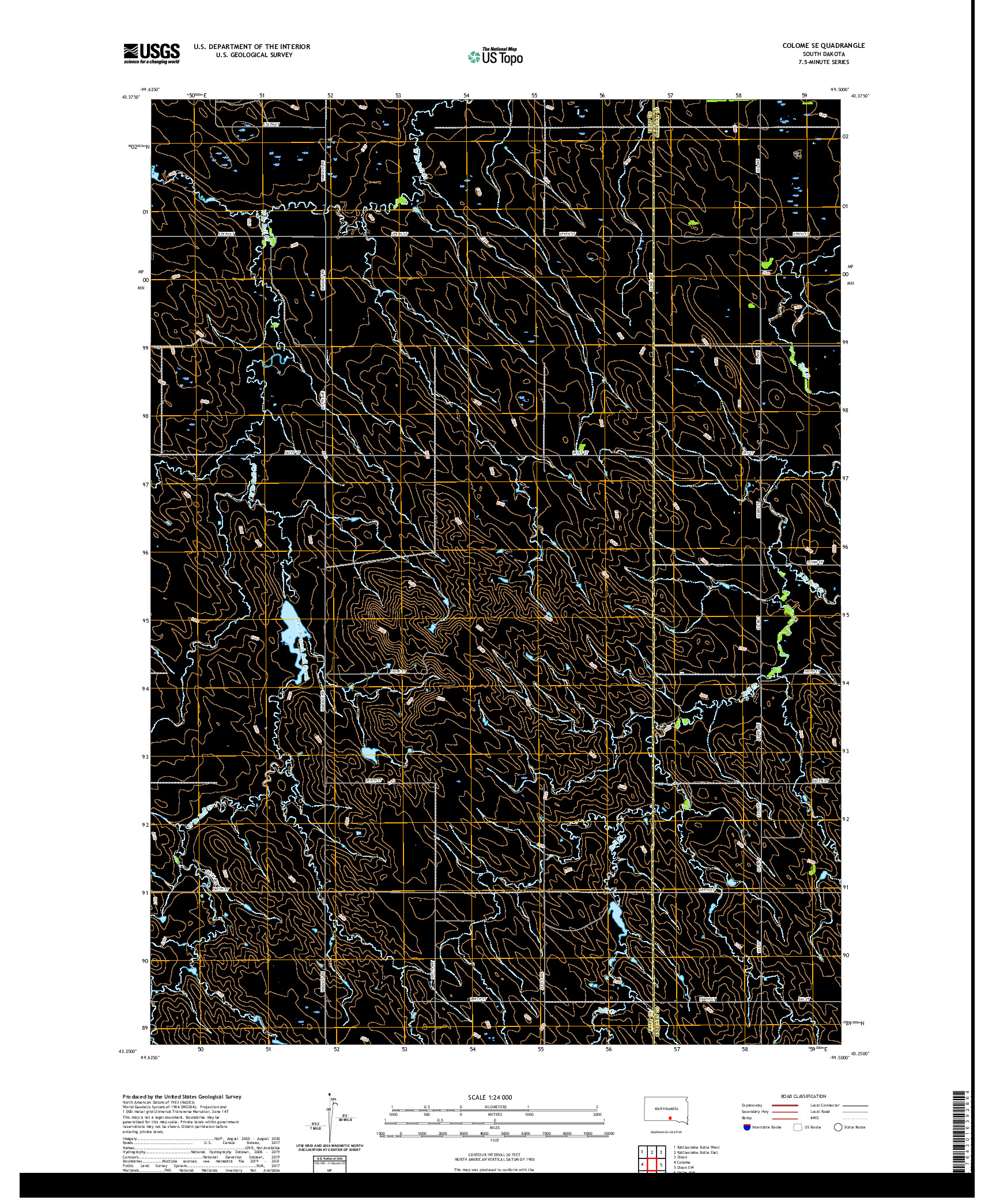 USGS US TOPO 7.5-MINUTE MAP FOR COLOME SE, SD 2021