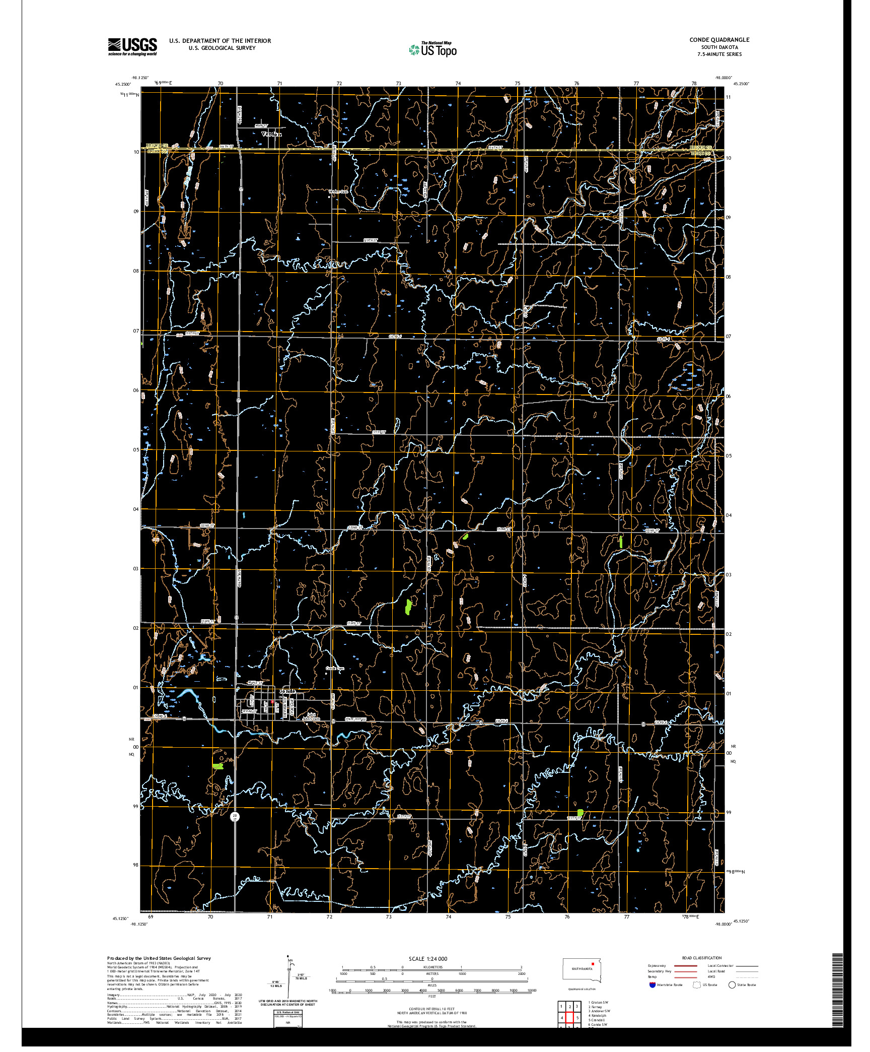 USGS US TOPO 7.5-MINUTE MAP FOR CONDE, SD 2021