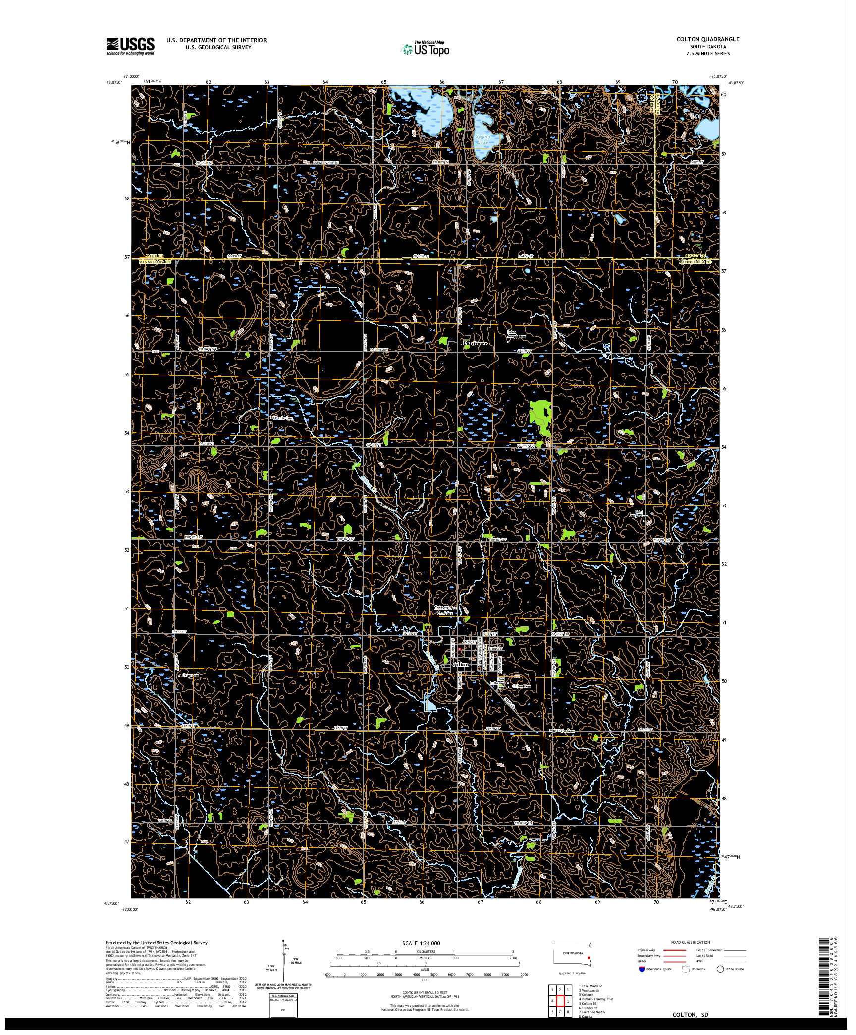 USGS US TOPO 7.5-MINUTE MAP FOR COLTON, SD 2021