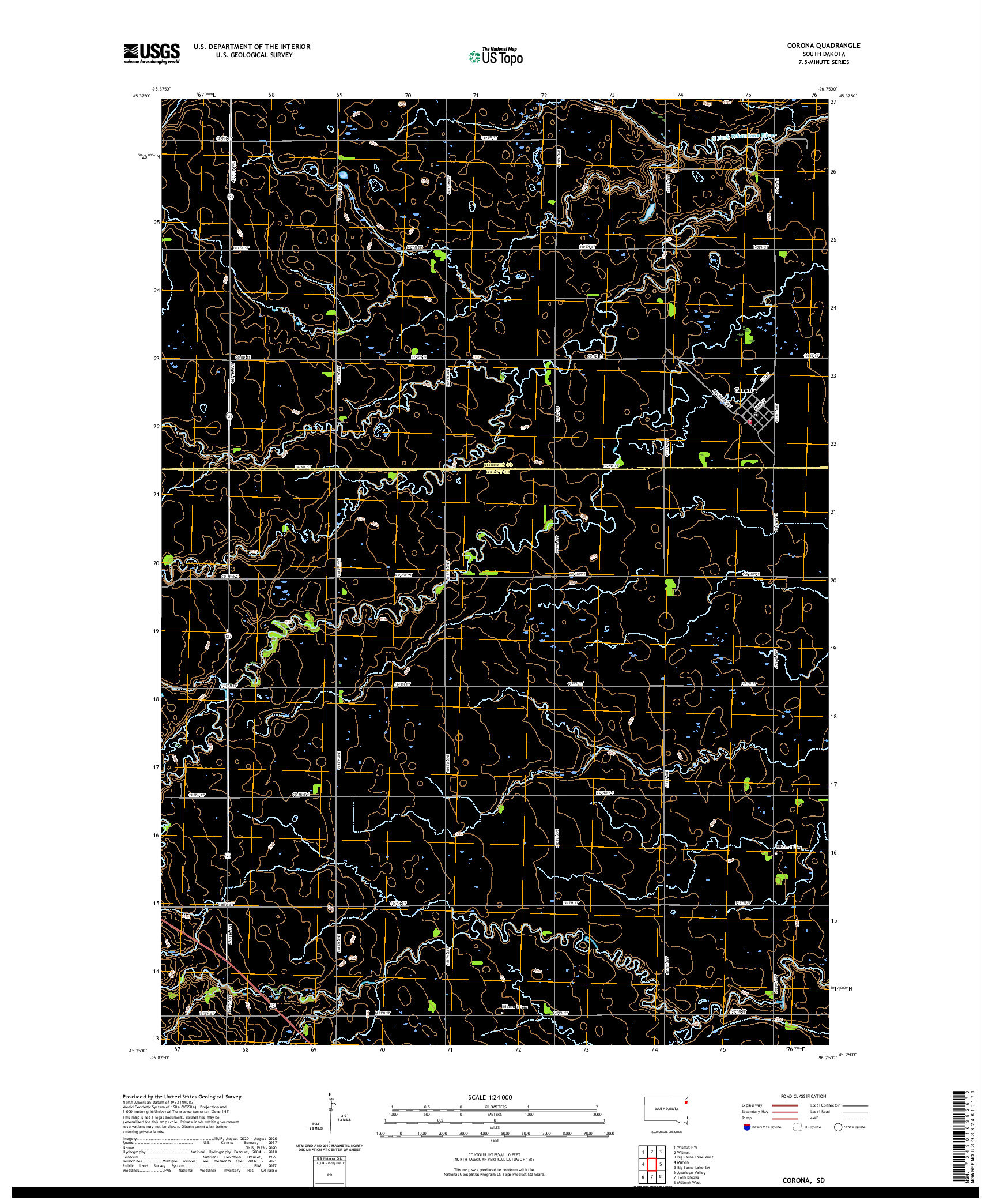 USGS US TOPO 7.5-MINUTE MAP FOR CORONA, SD 2021