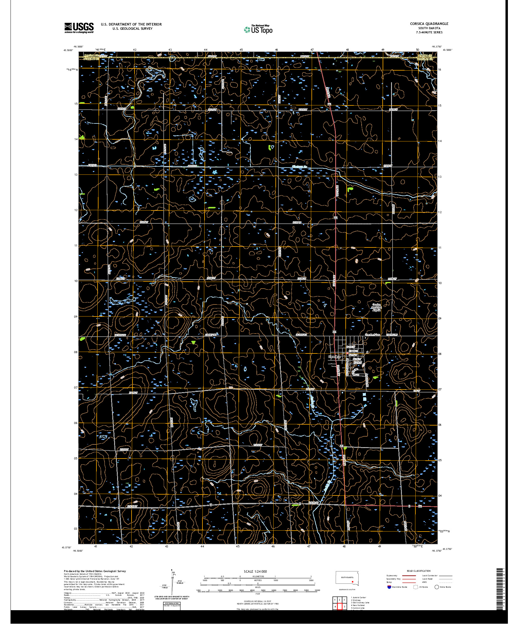 USGS US TOPO 7.5-MINUTE MAP FOR CORSICA, SD 2021