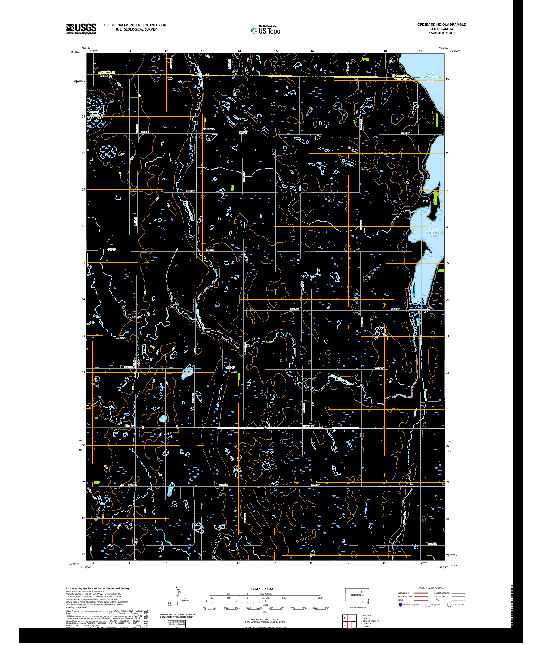 USGS US TOPO 7.5-MINUTE MAP FOR CRESBARD NE, SD 2021