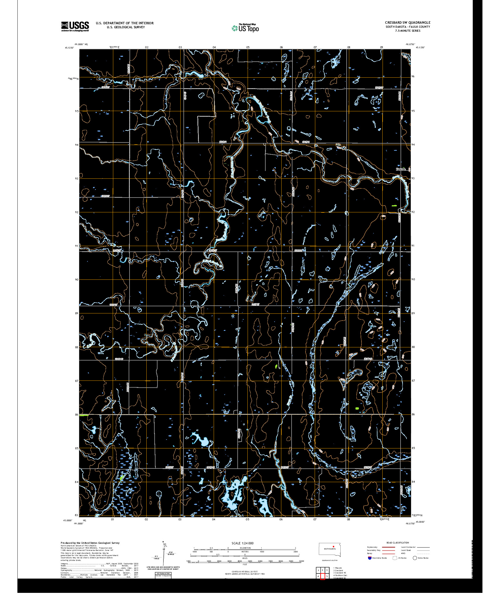 USGS US TOPO 7.5-MINUTE MAP FOR CRESBARD SW, SD 2021