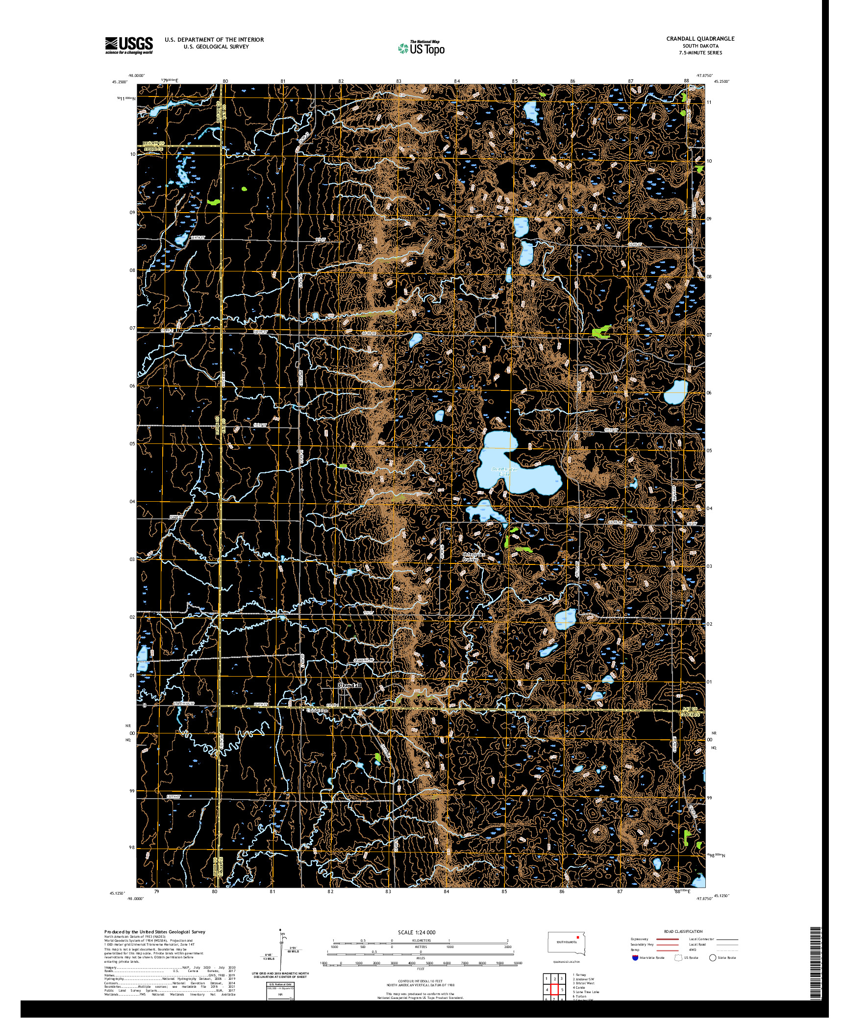 USGS US TOPO 7.5-MINUTE MAP FOR CRANDALL, SD 2021