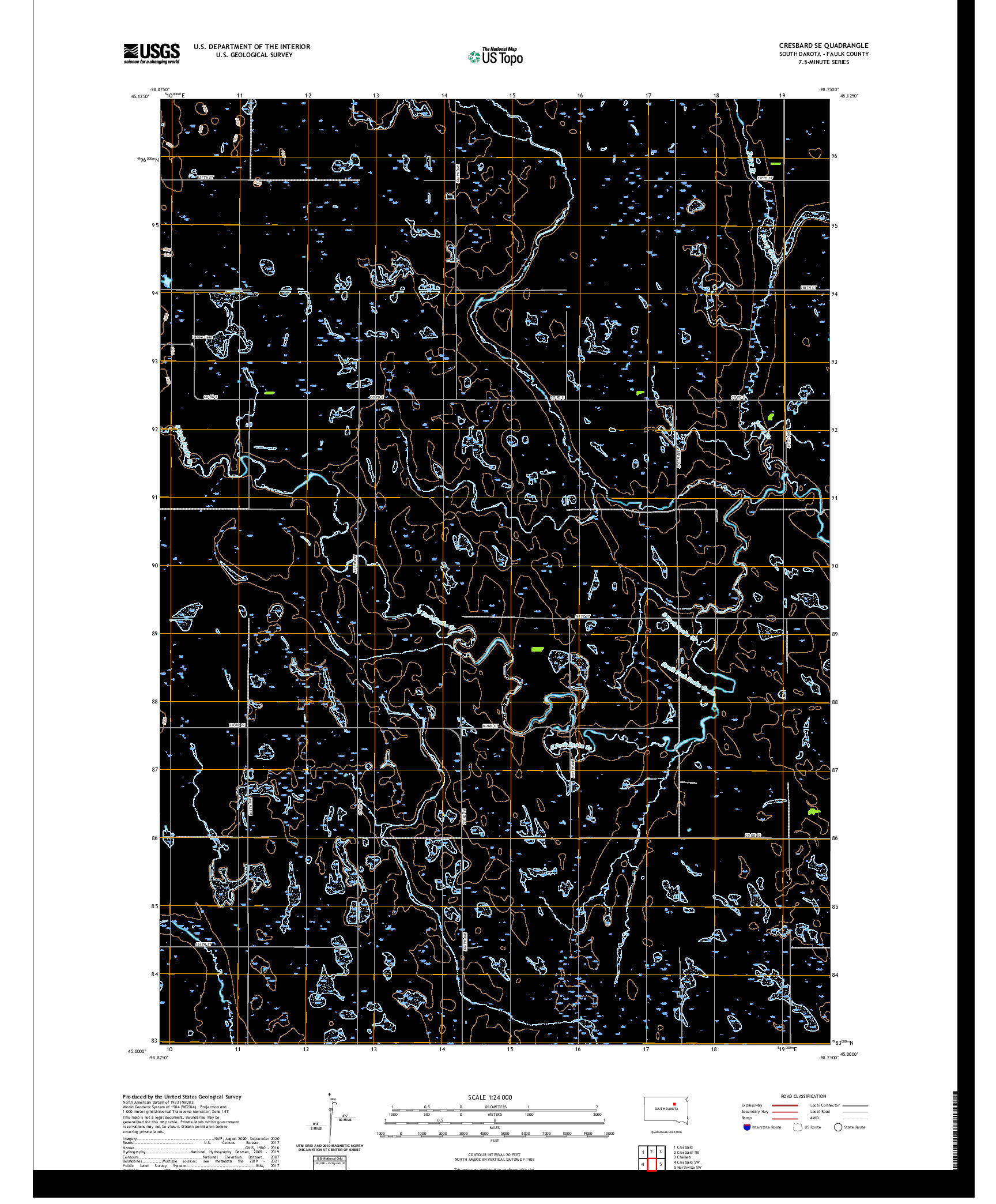 USGS US TOPO 7.5-MINUTE MAP FOR CRESBARD SE, SD 2021